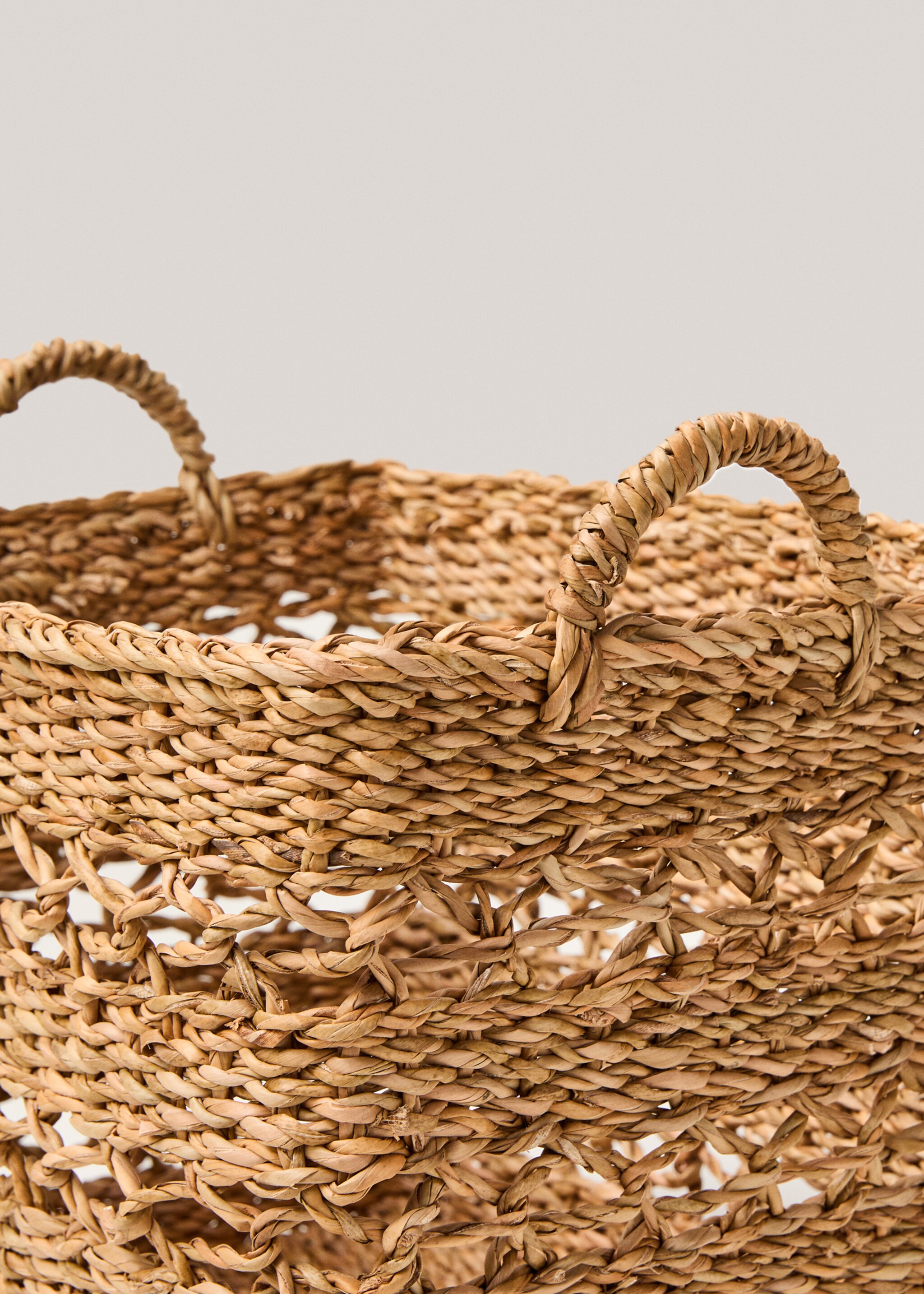 Cesta fibras naturales asas 35x27cm - Detalle del artículo 2, Marrón. Ref: 67084040-00.