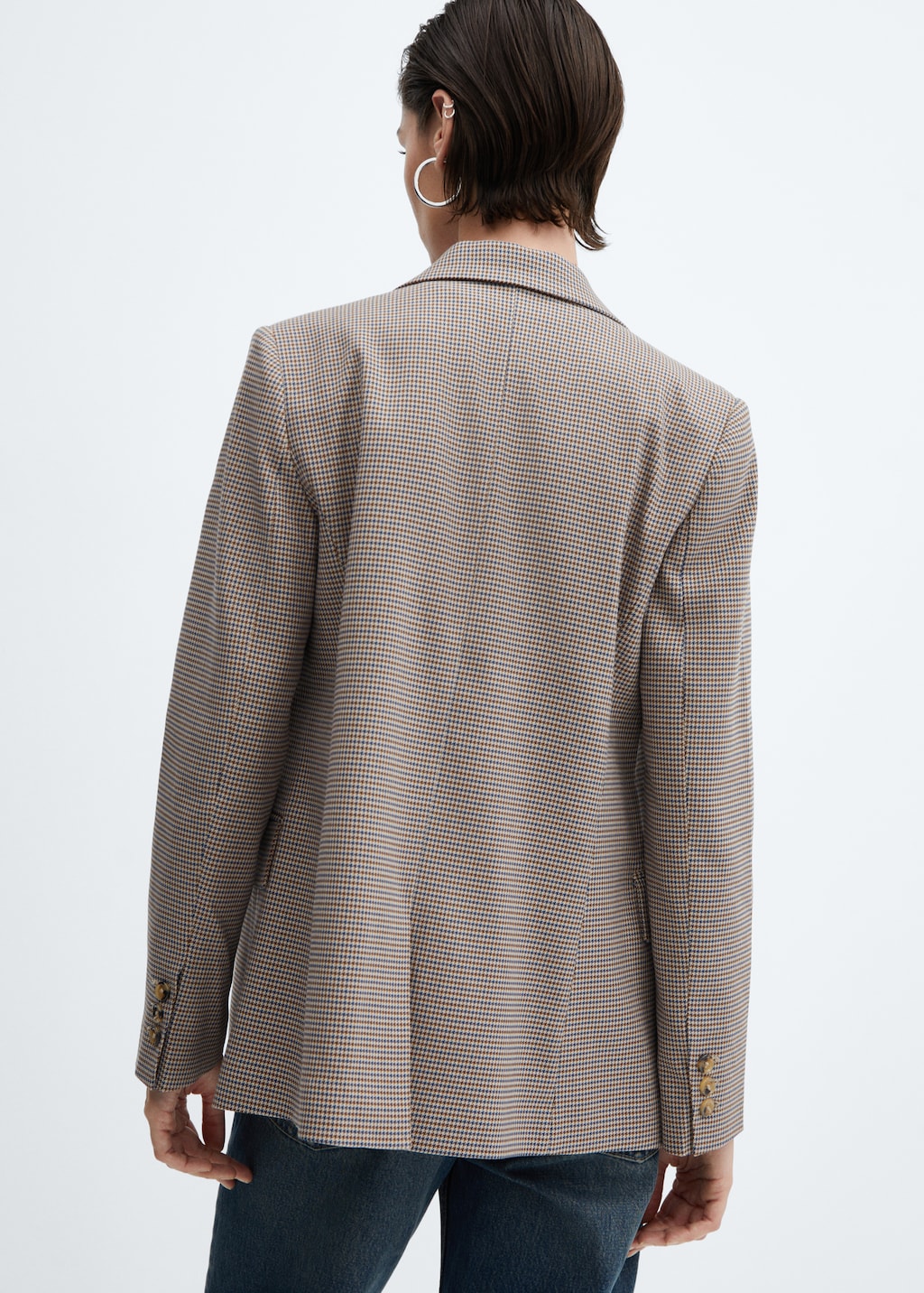 Houndstooth wool-blend blazer - Women | MANGO OUTLET USA Houndstooth wool-blend blazer - Women | MANGO OUTLET USA