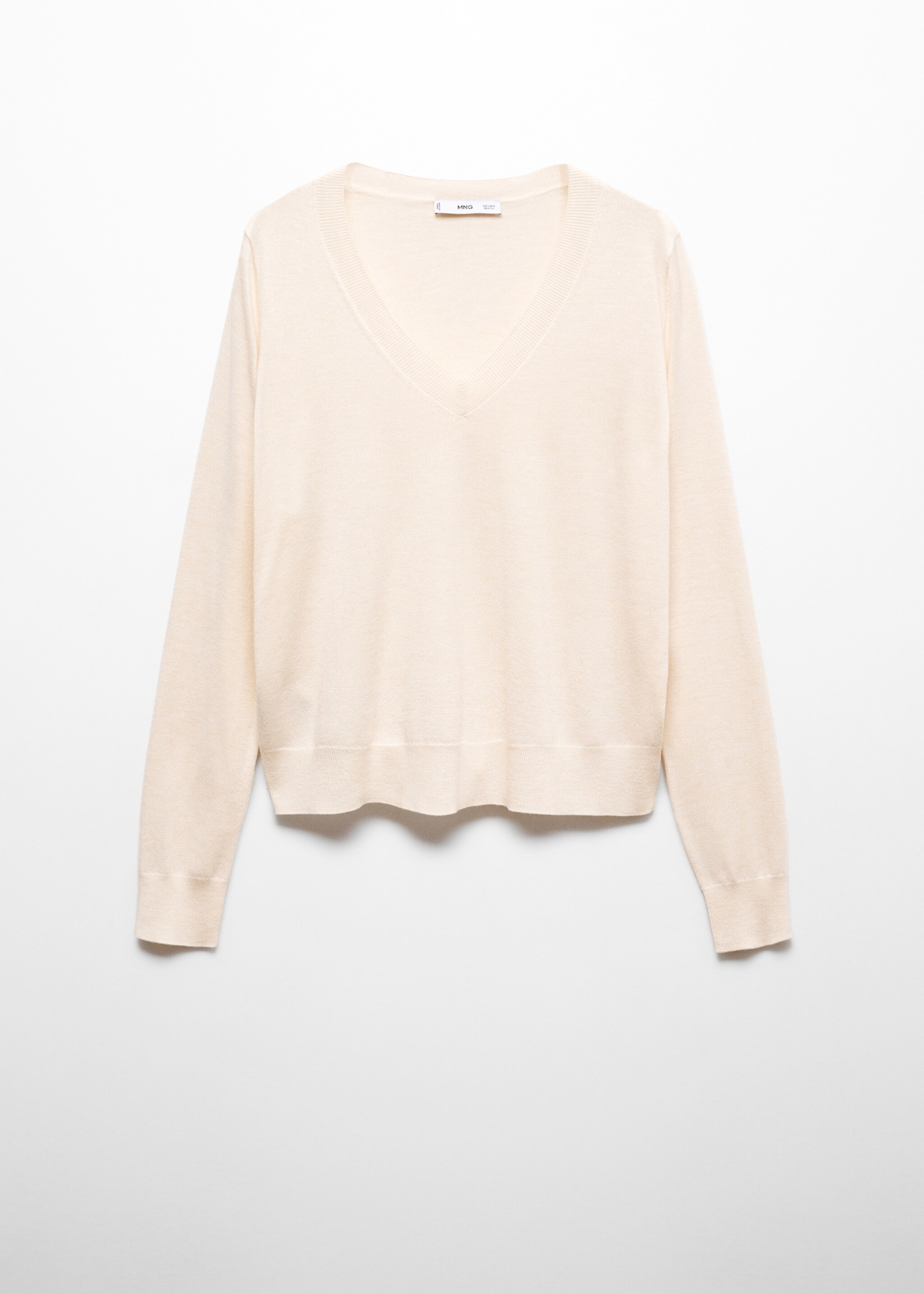 V-neck knit sweater - Article without model, Ecru. Ref: 67084047-00.