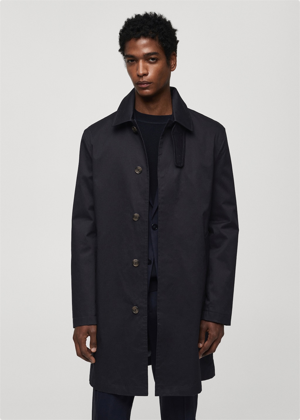 Cotton trench coat with collar detail Men MANGO OUTLET USA