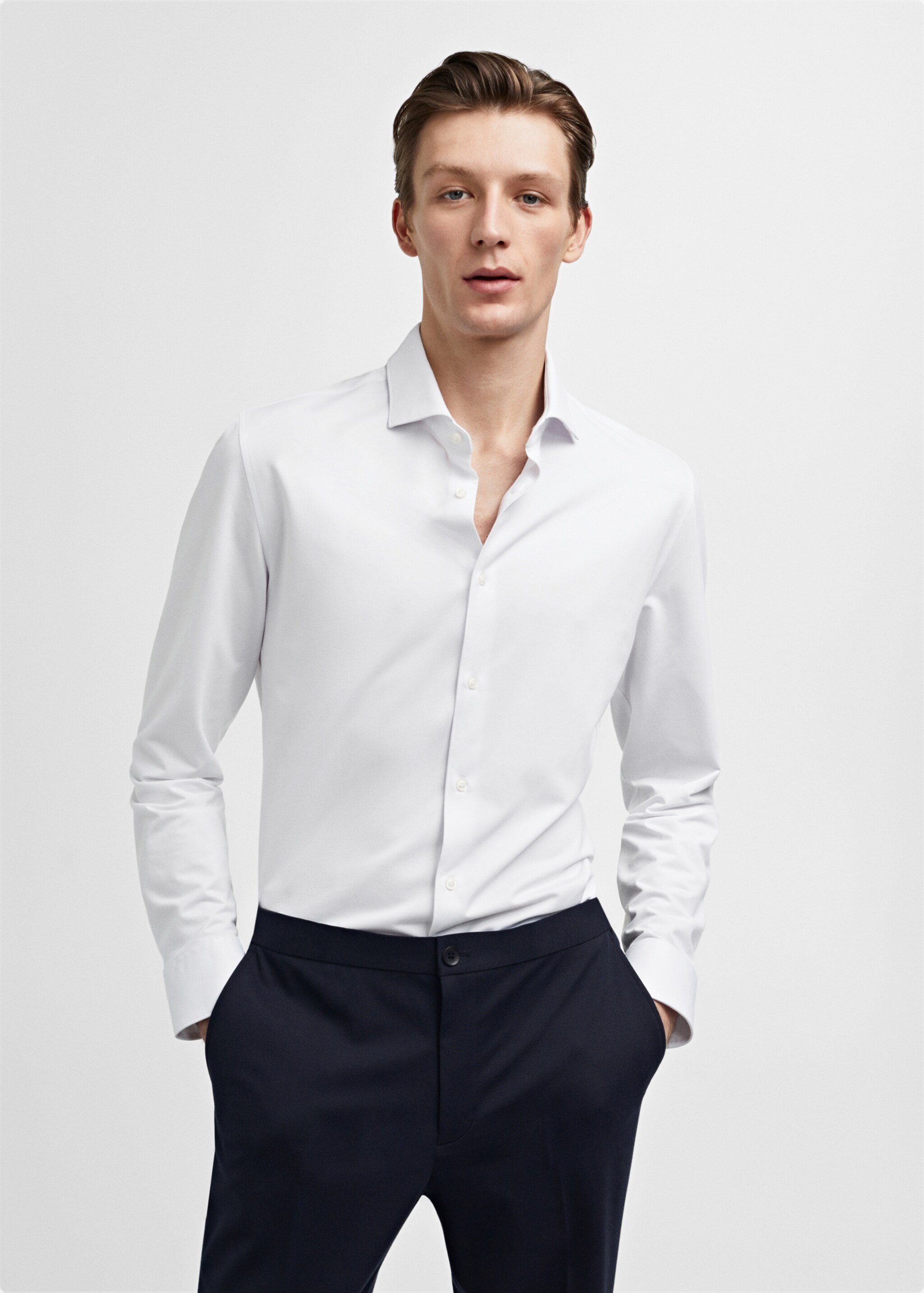 Slim fit cotton suit shirt - Medium plane