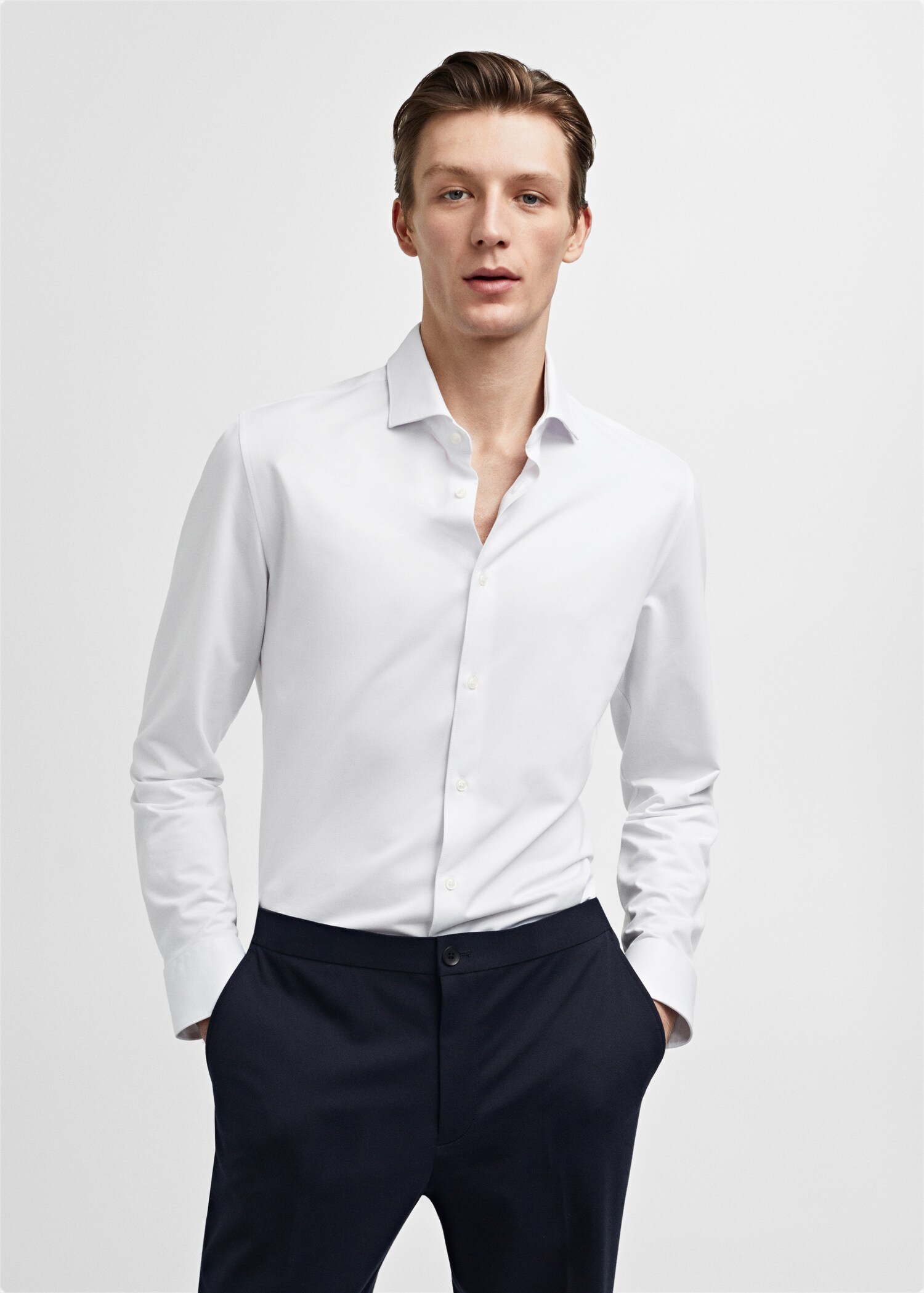 Slim fit cotton suit shirt - Medium plane