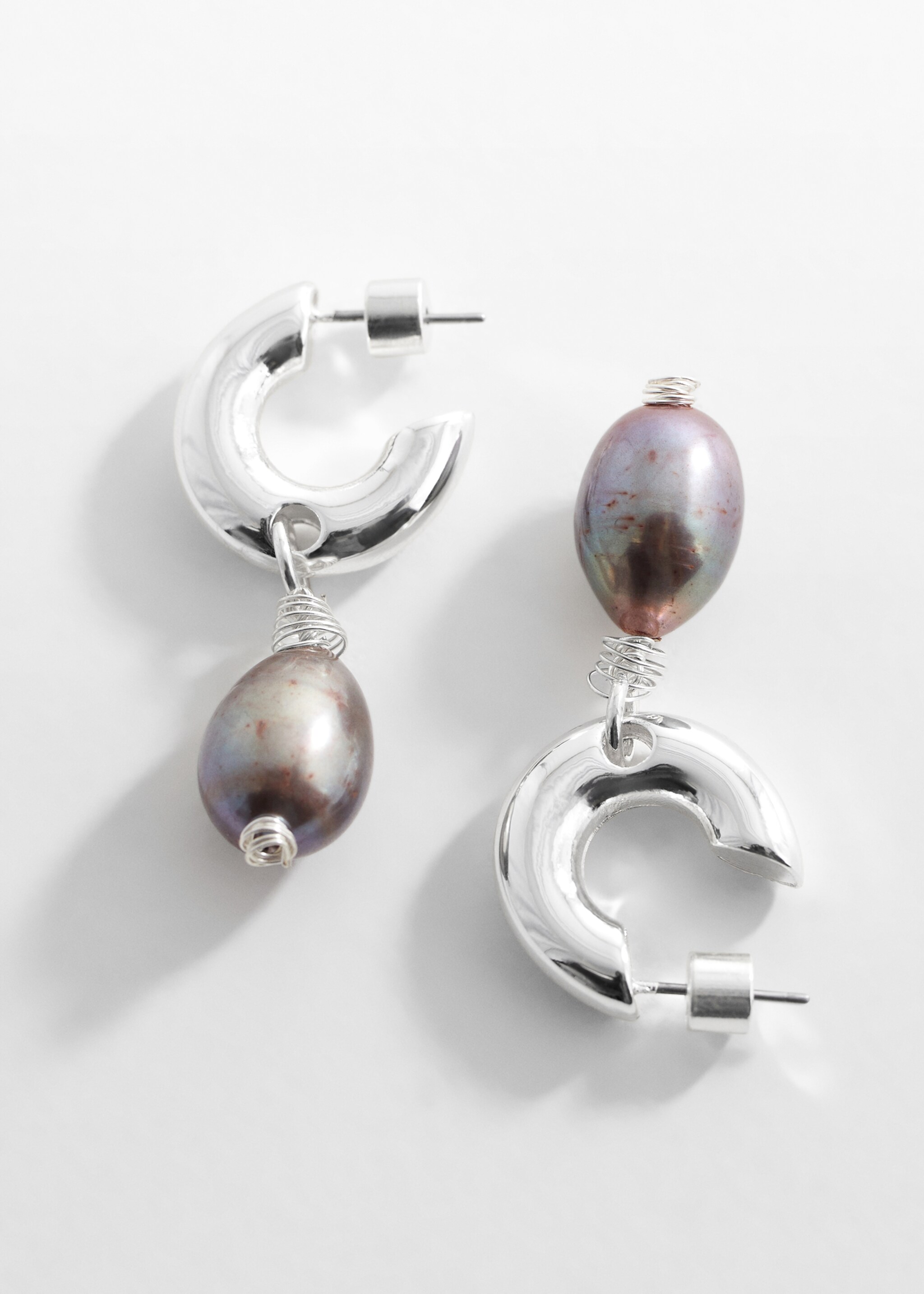 Natural pearl pendant earrings - Medium plane