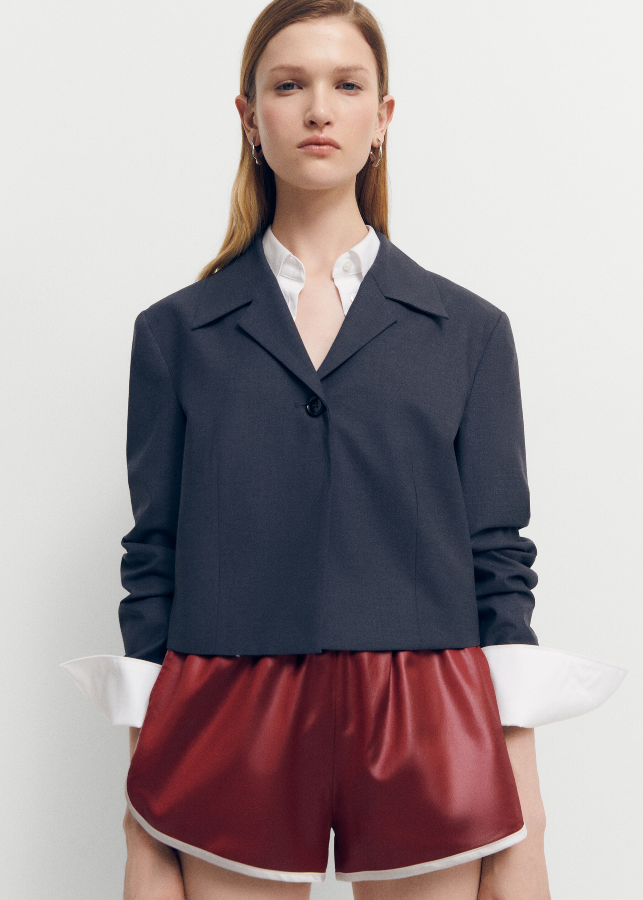 Satin shorts with elastic waist - Medium plane