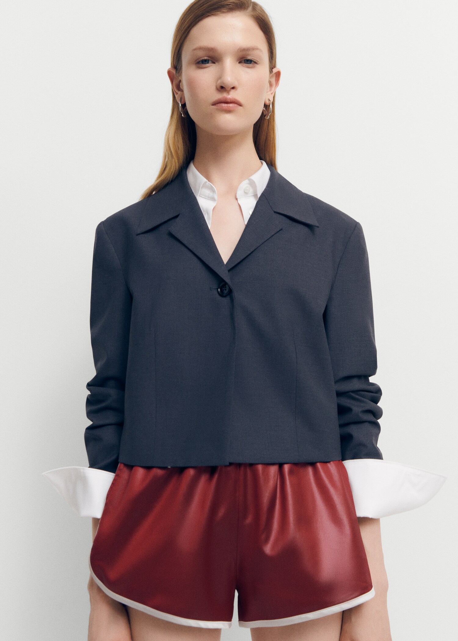 Satin shorts with elastic waist - Medium plane