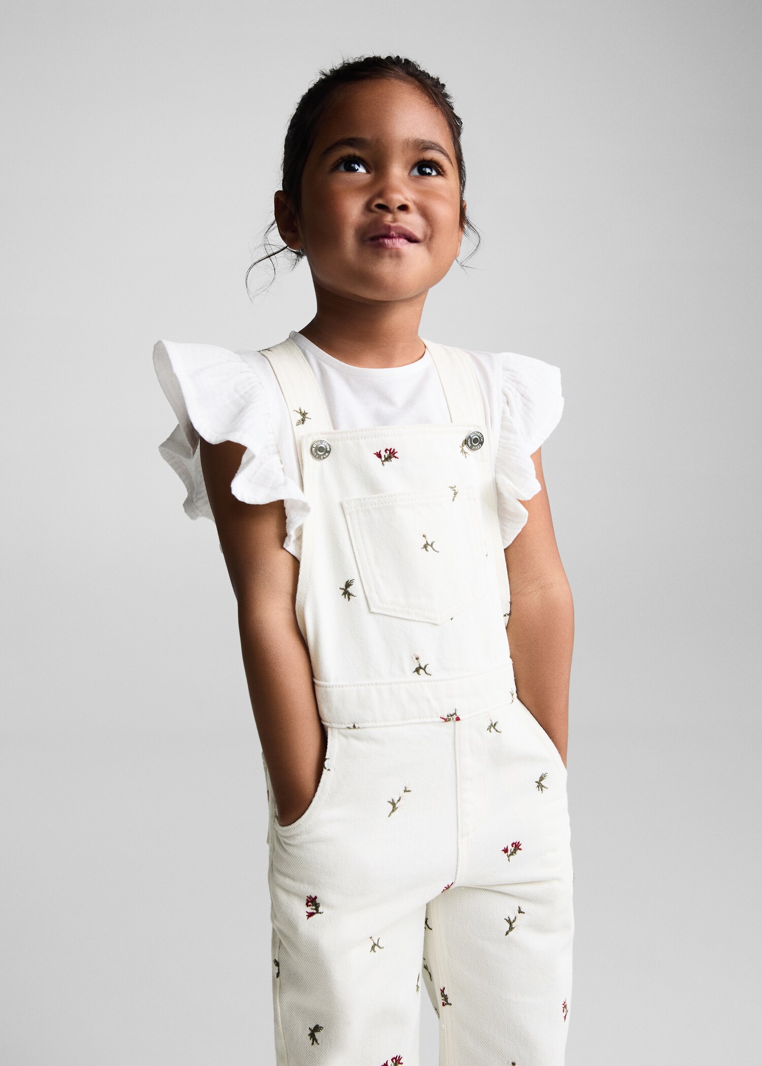 Embroidered denim dungarees - Medium plane