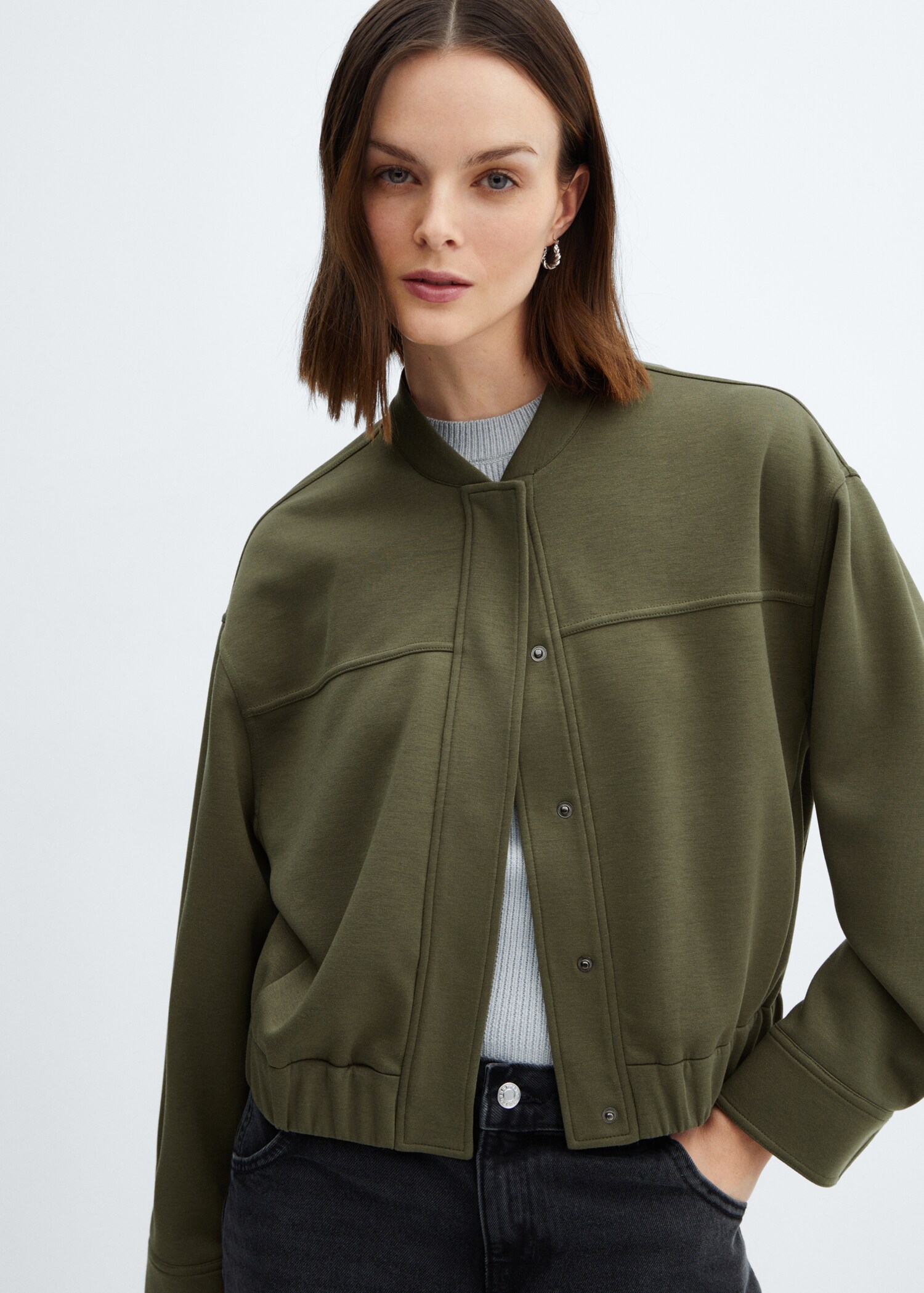 Veste bomber coutures décoratives - Plan moyen