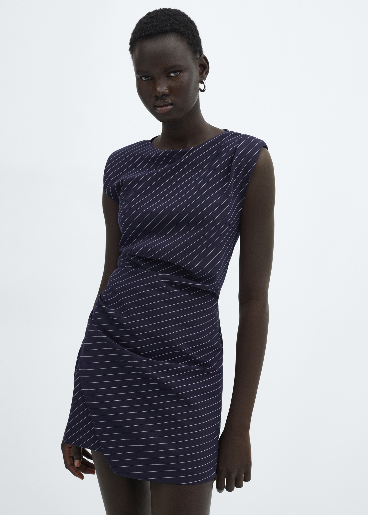 Robe courte fines rayures - Main Image