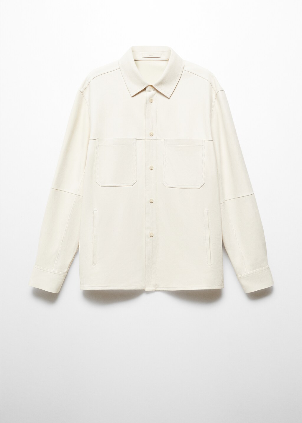 100% leather overshirt with pockets - Men | MANGO OUTLET USA