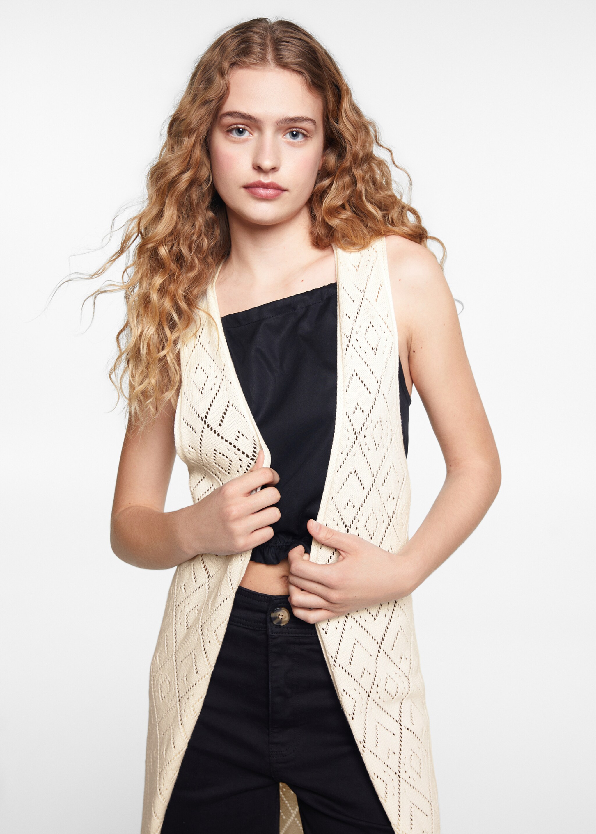 Gilet cotone ricamo - Piano medio