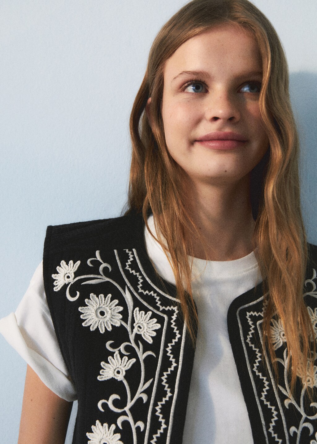 Embroidered cotton gilet - Teen Girl | MANGO OUTLET USA