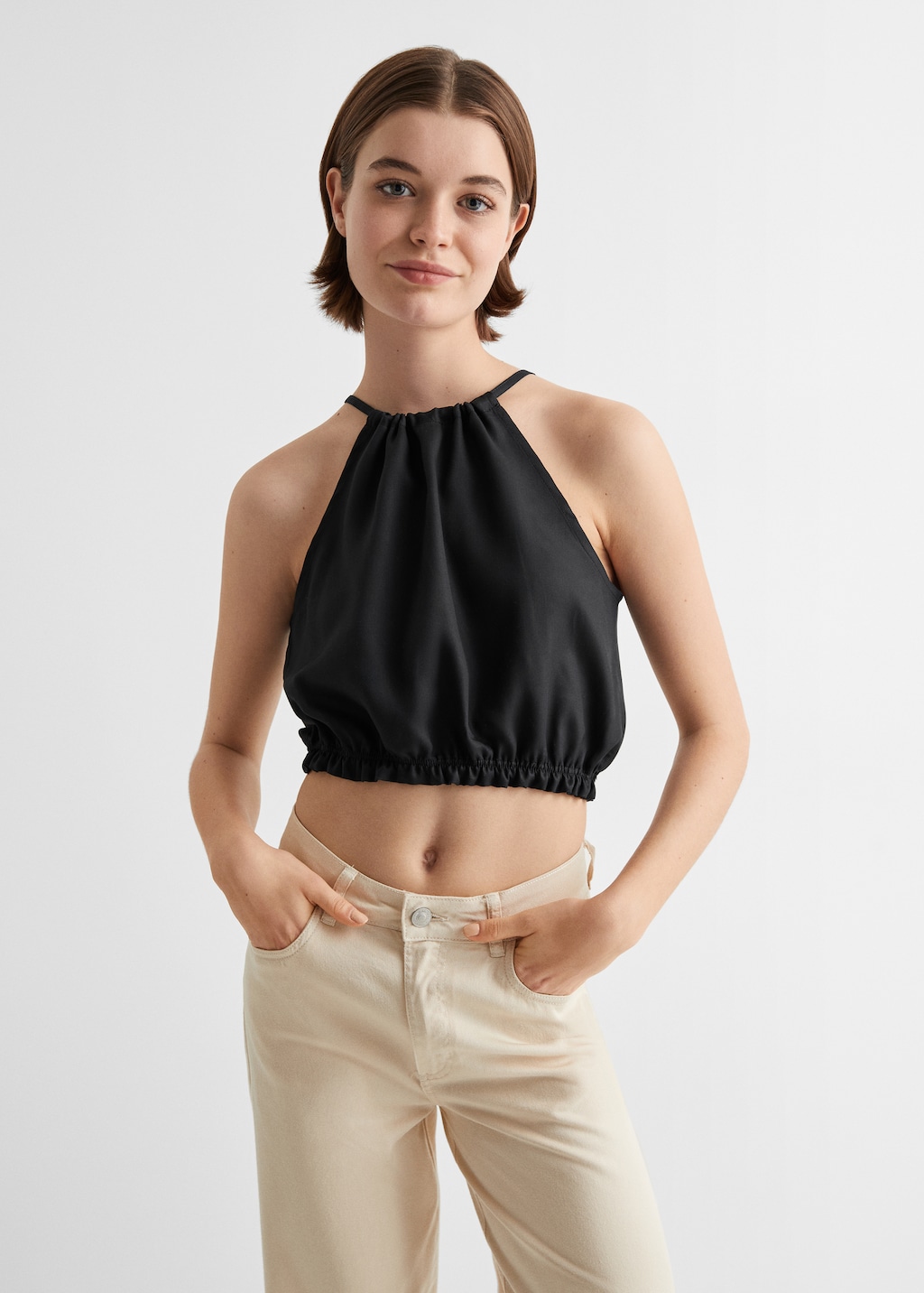 Draped crop top - Teen Girl | MANGO OUTLET USA
