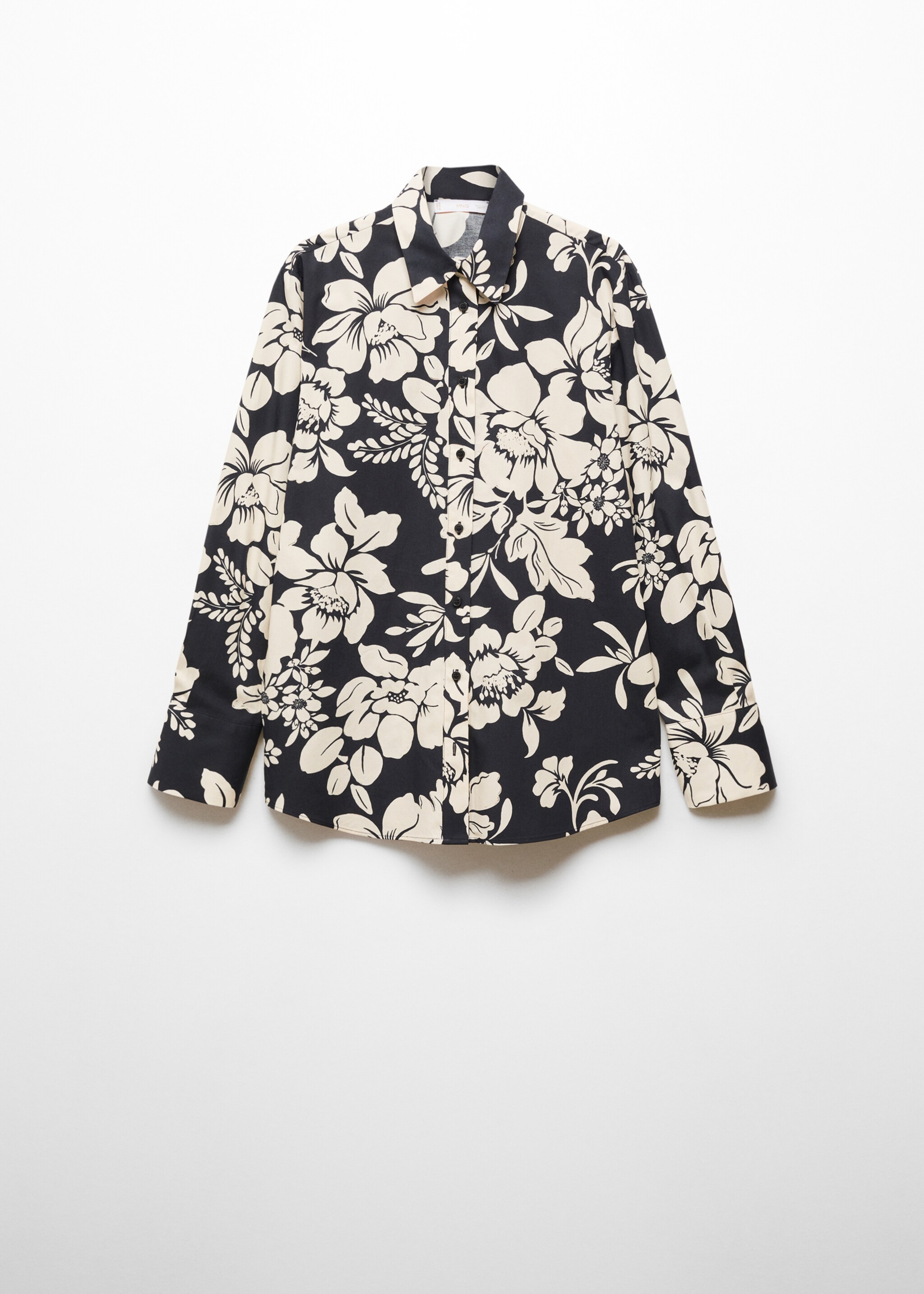 100% cotton floral-print shirt - Article without model, Black. Ref: 67085751-00.