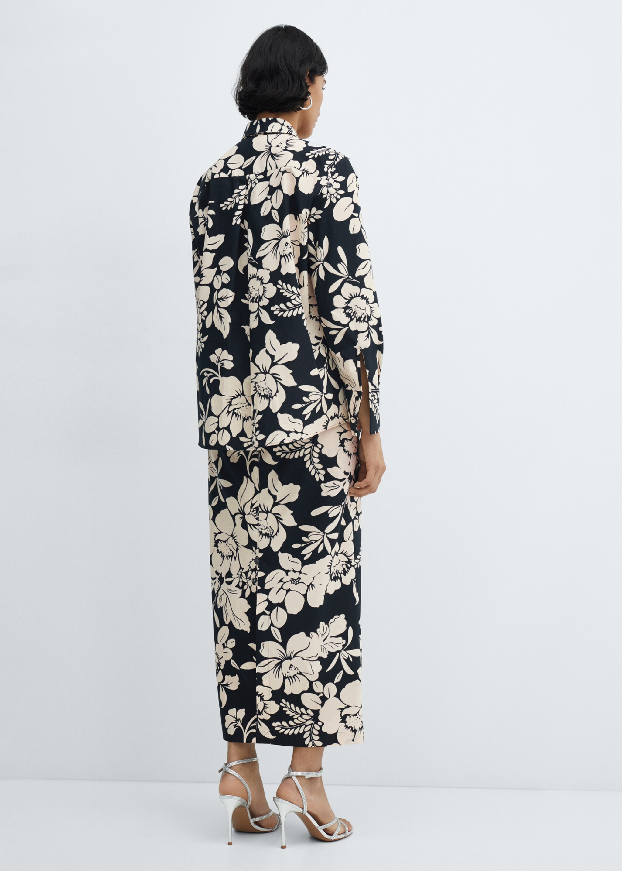 100% cotton floral-print shirt - Reverse of the article, Black. Ref: 67085751-00.