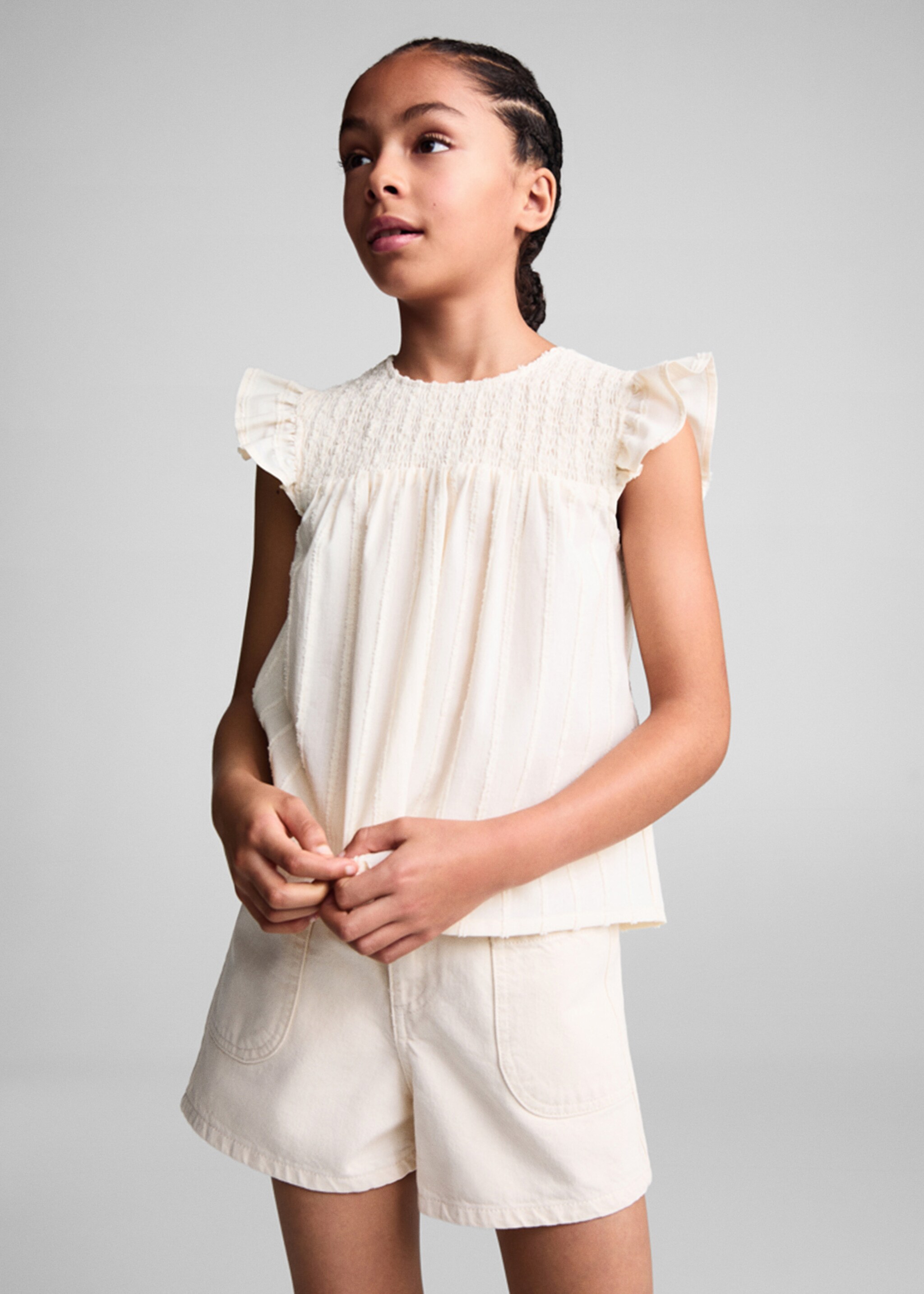 Ruched blouse with ruffles - Medium plane