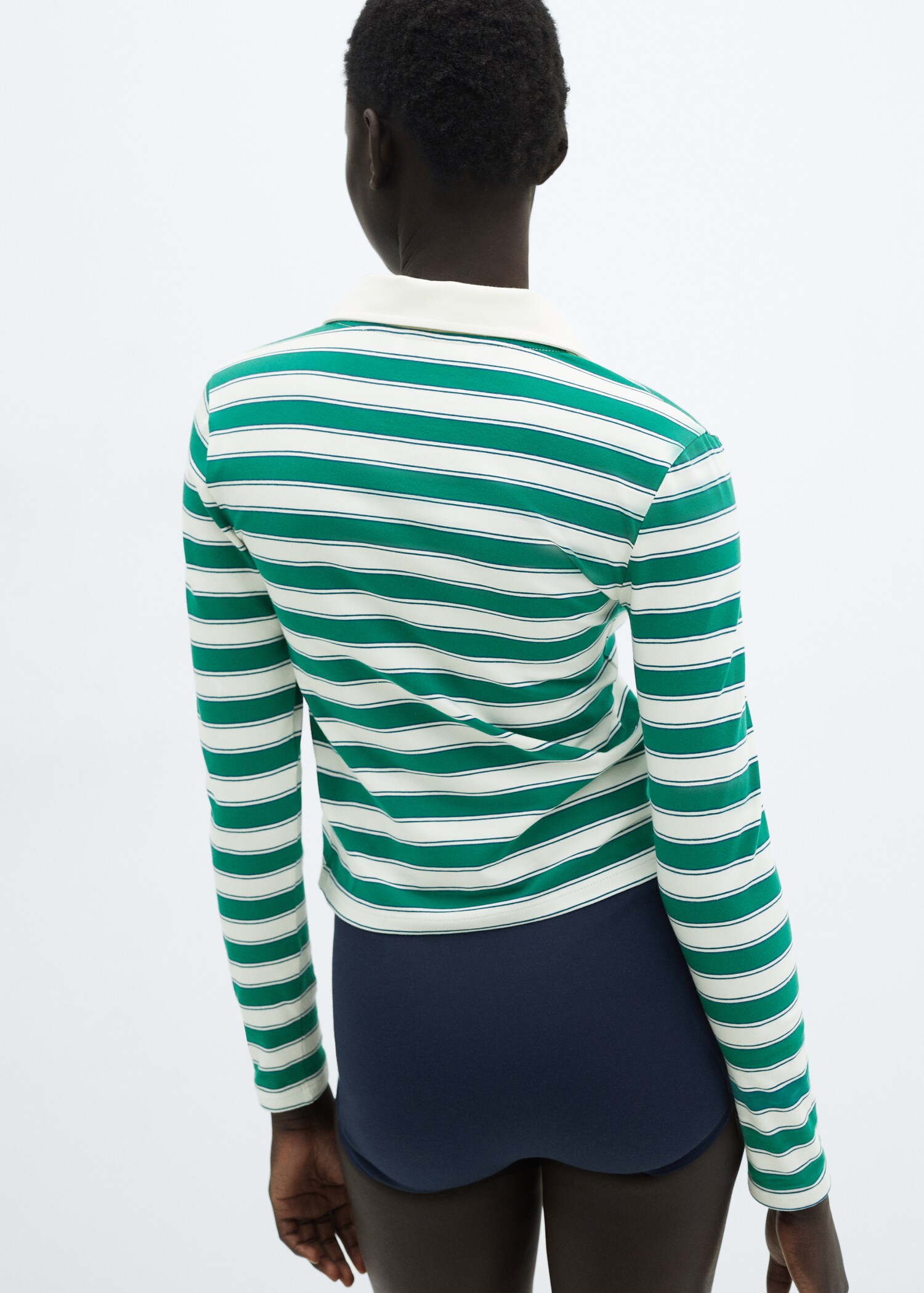 V-neck striped polo shirt - Reverse of the article