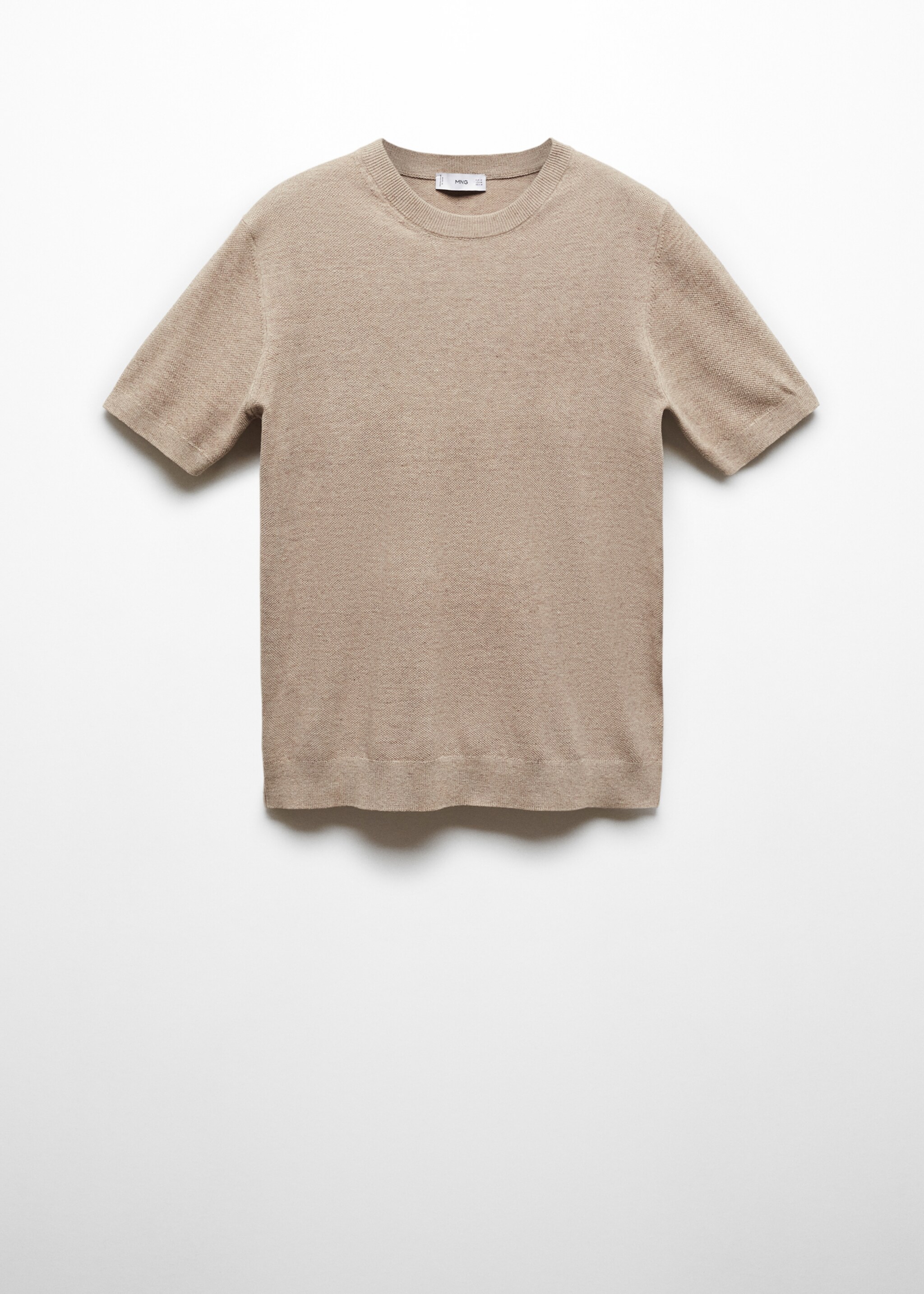 Structured cotton knit t-shirt - Article without model, Sand. Ref: 67085980-00.