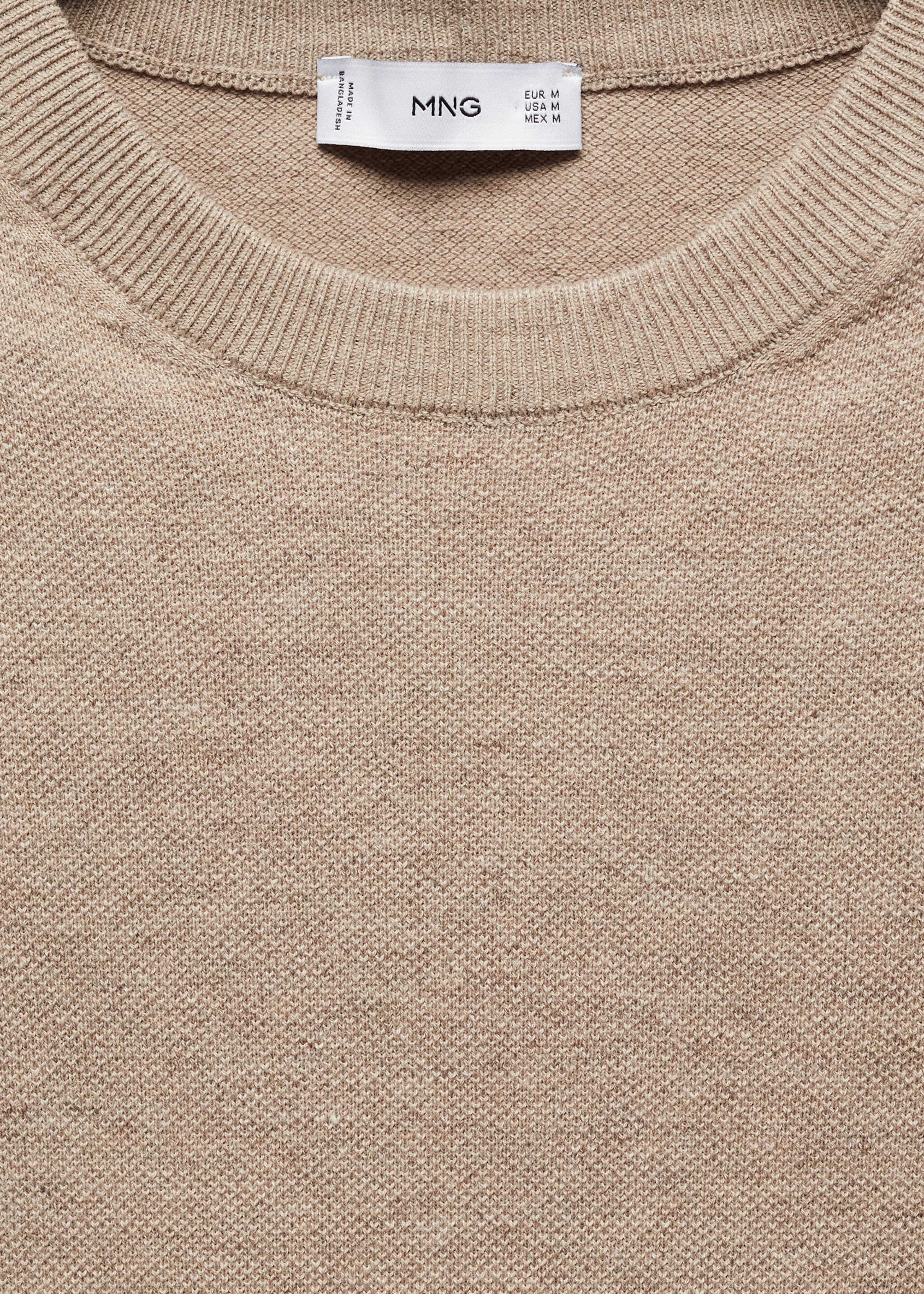 Structured cotton knit t-shirt - Details of the article 8, Sand. Ref: 67085980-00.