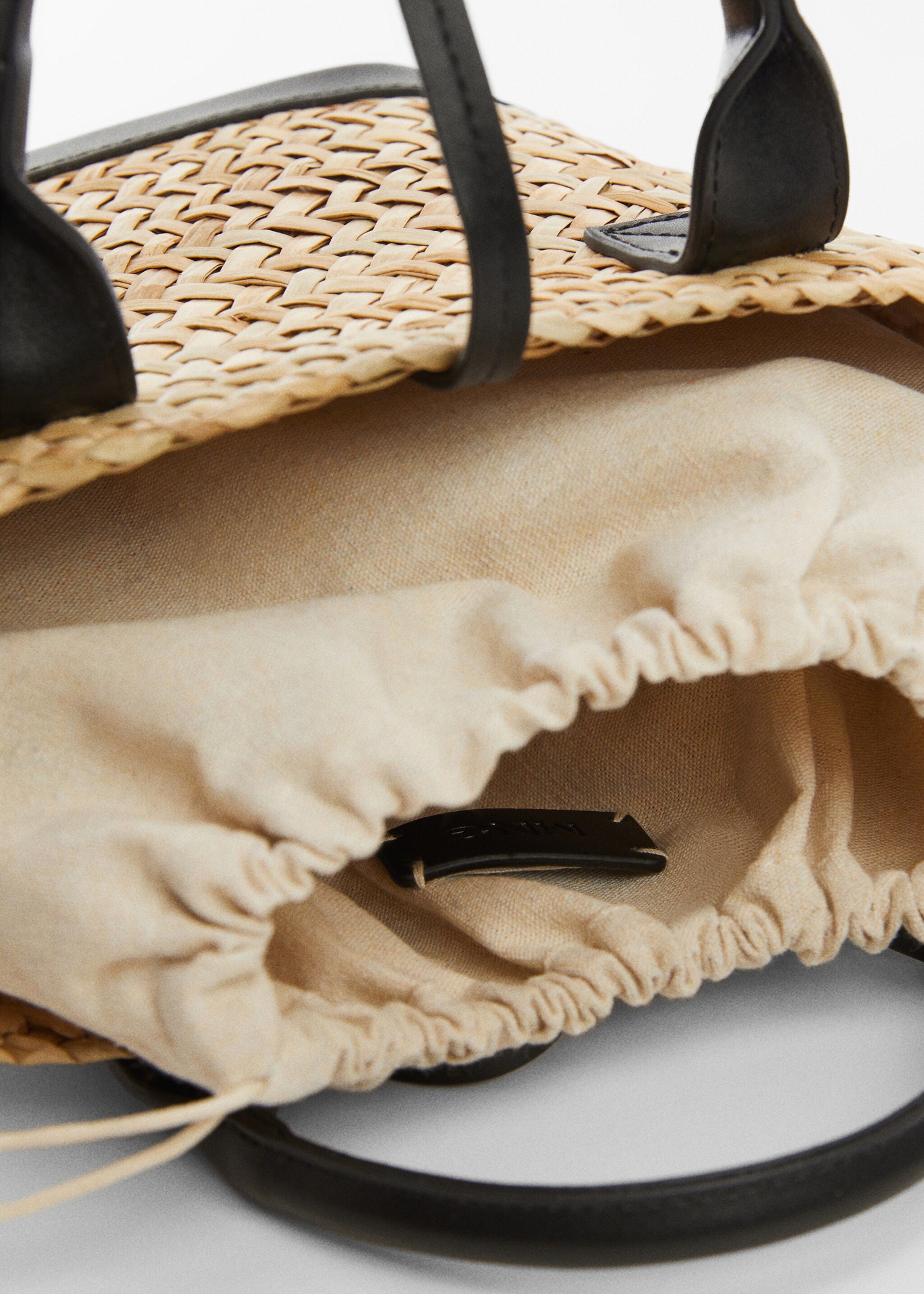 Natural fibre basket bag - Details of the article 3, Black. Ref: 67085982-00.