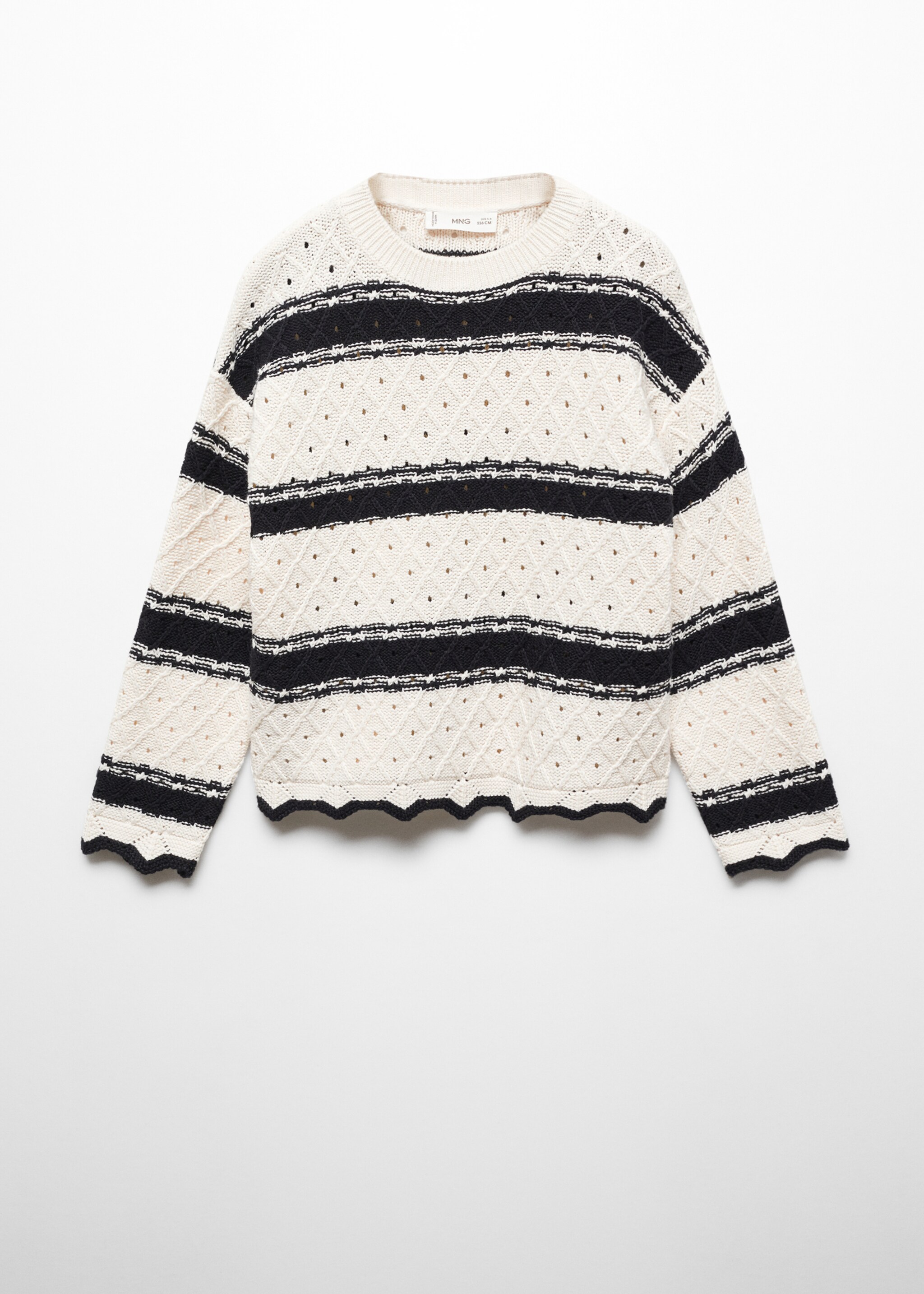 Striped openwork knit sweater - Article without model
