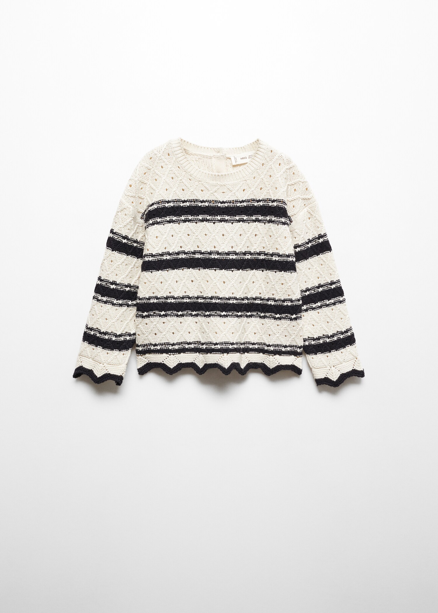 Gestreifter Lochstrickpullover - Artikel ohne Model
