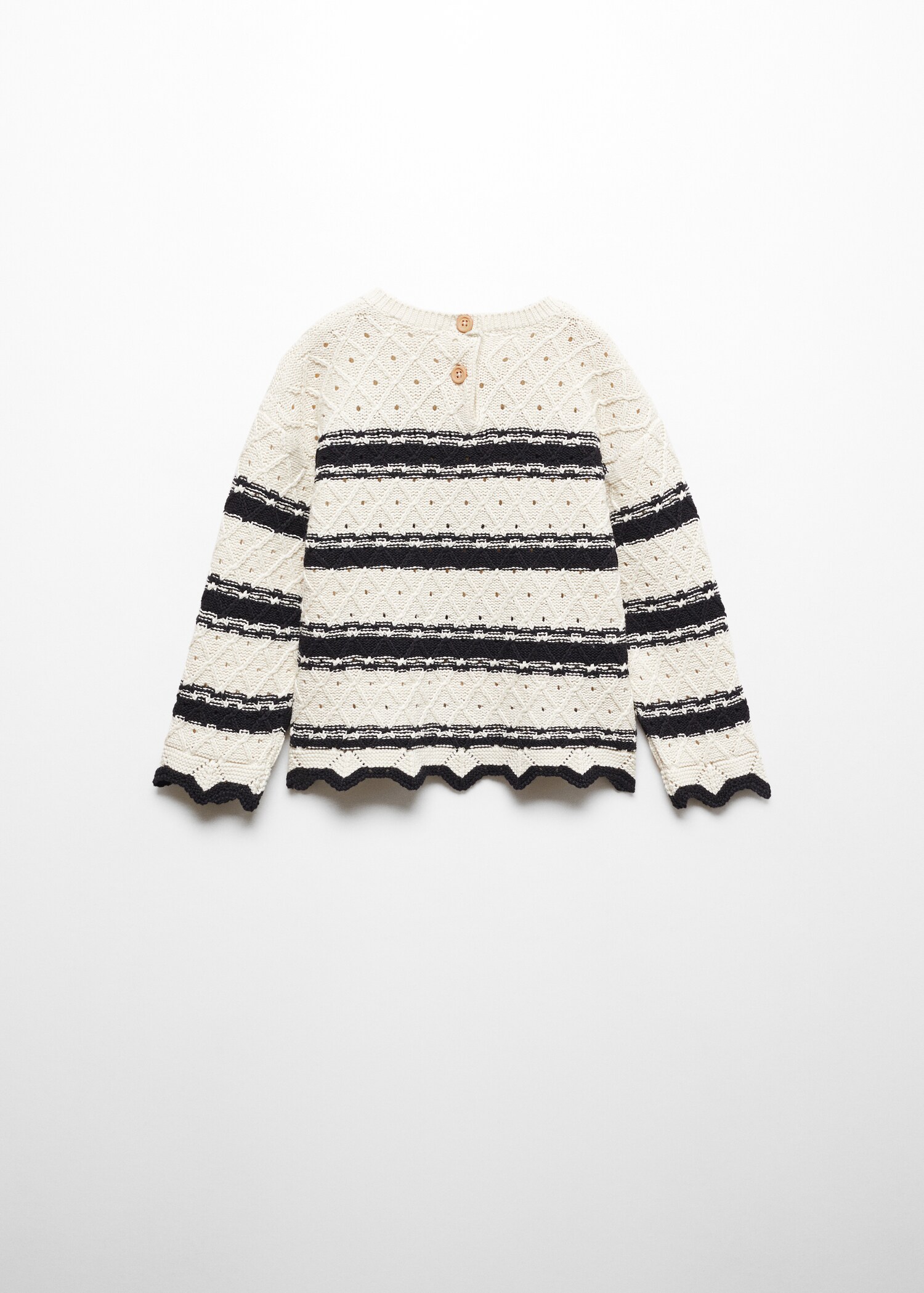 Gestreifter Lochstrickpullover - Rückseite des Artikels