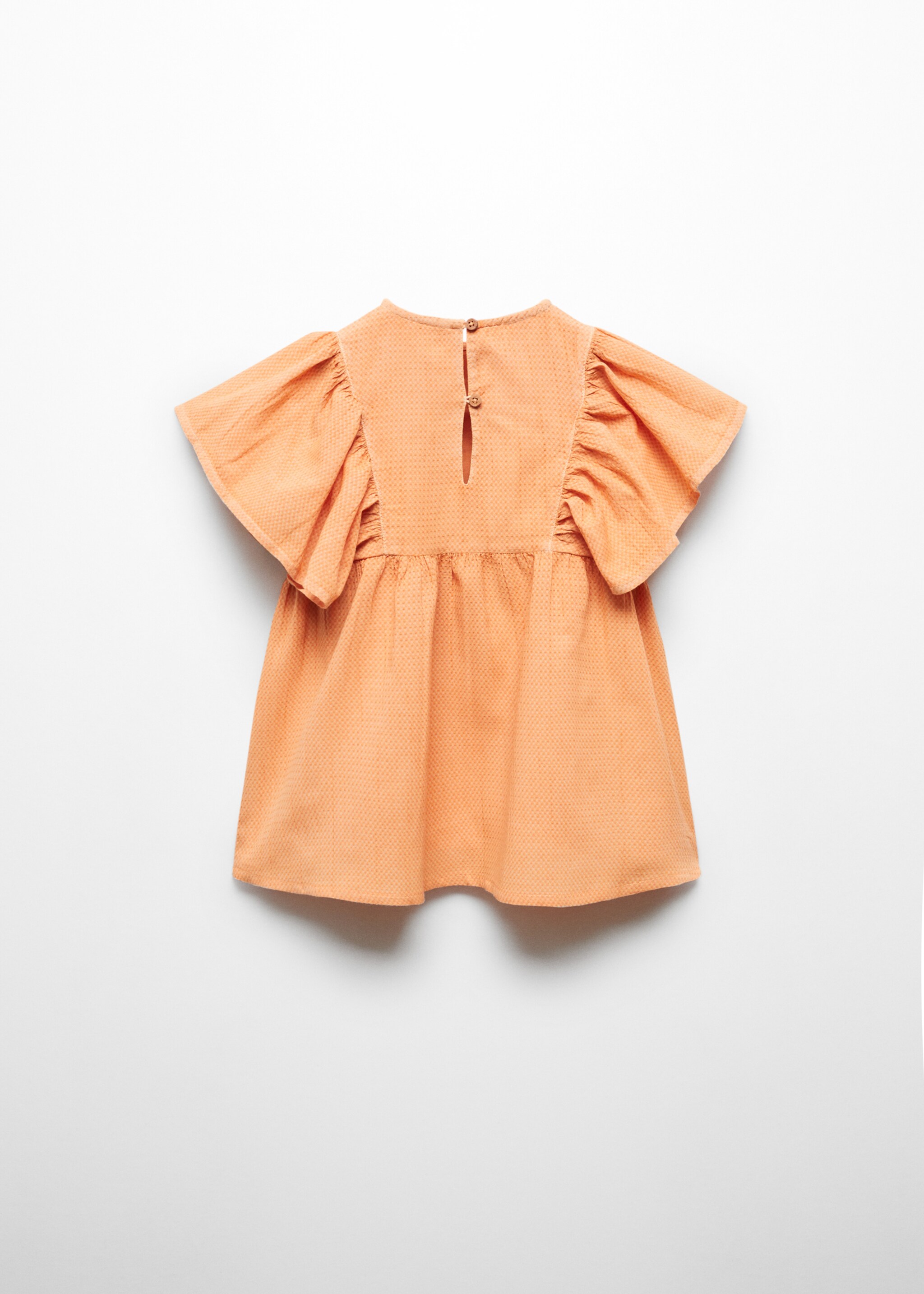 Vestido com folhos tingido com corante natural - Verso do artigo