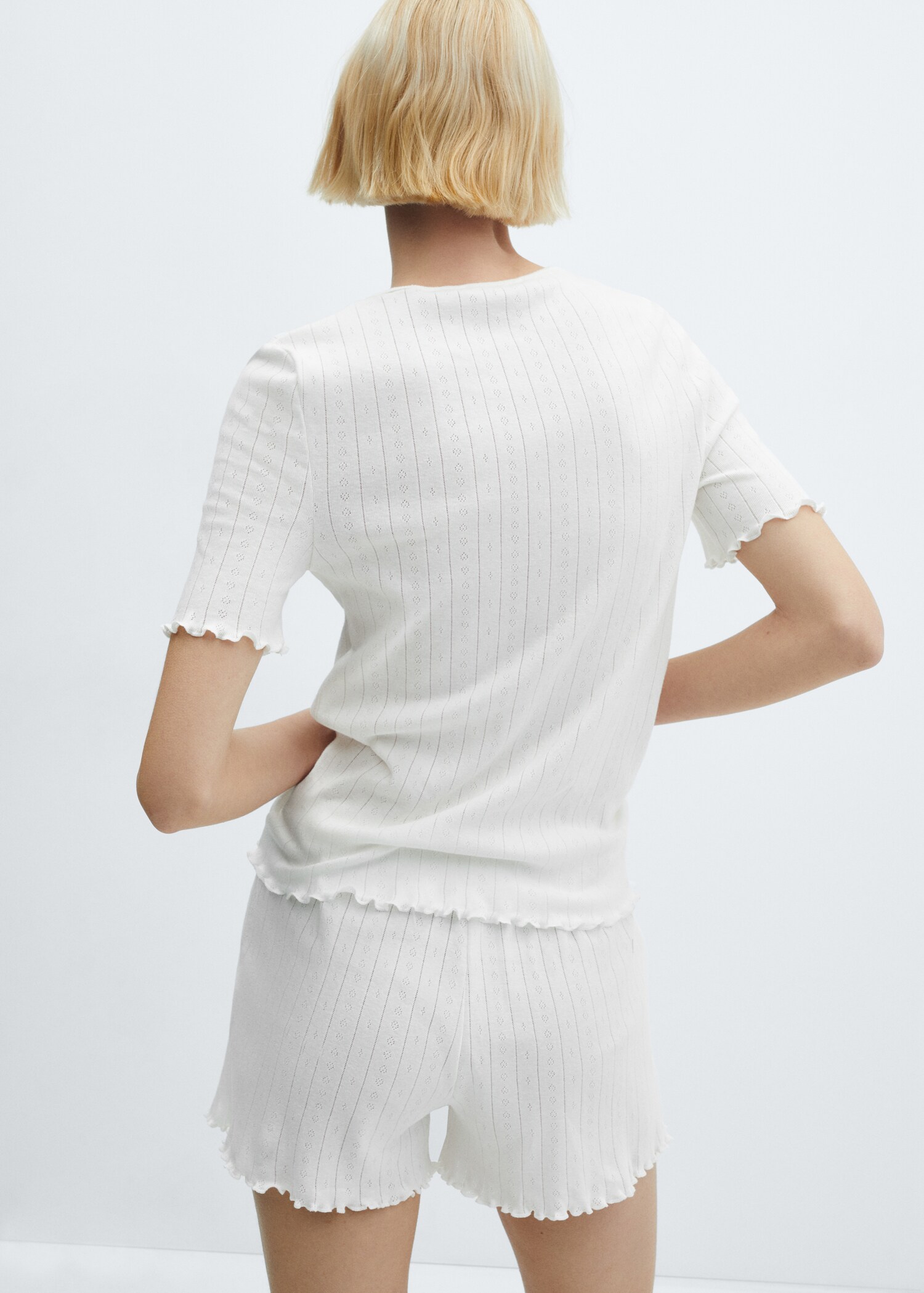 T-shirt pyjama coton ourlet froncé - Verso de l’article