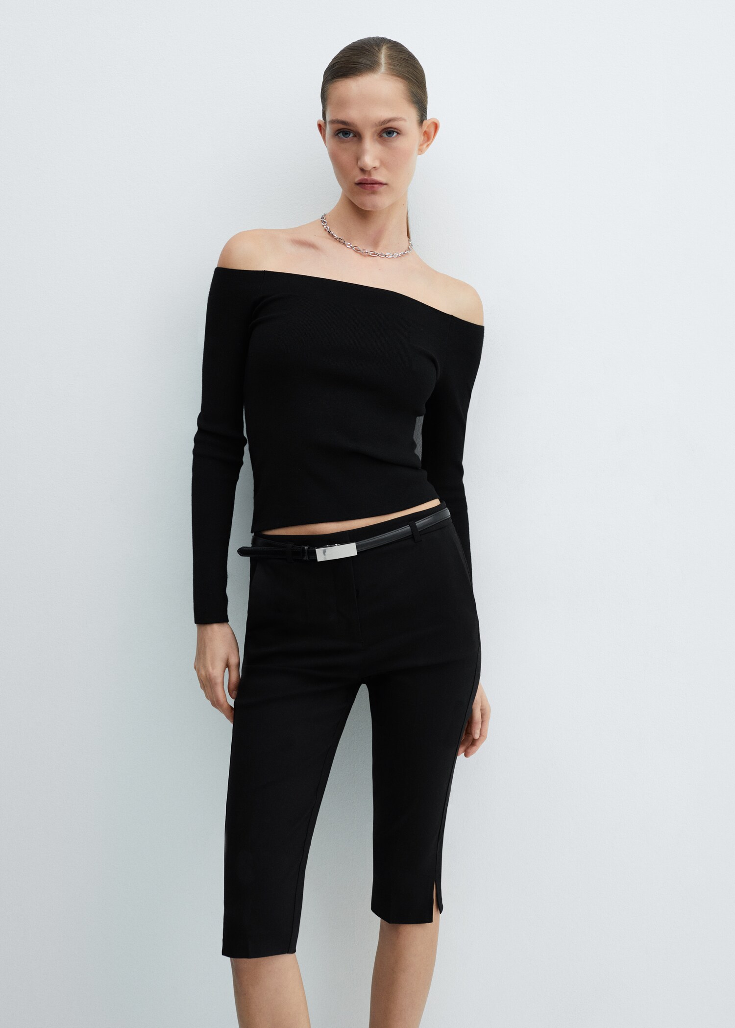 Capri trousers with belt - Medium plane