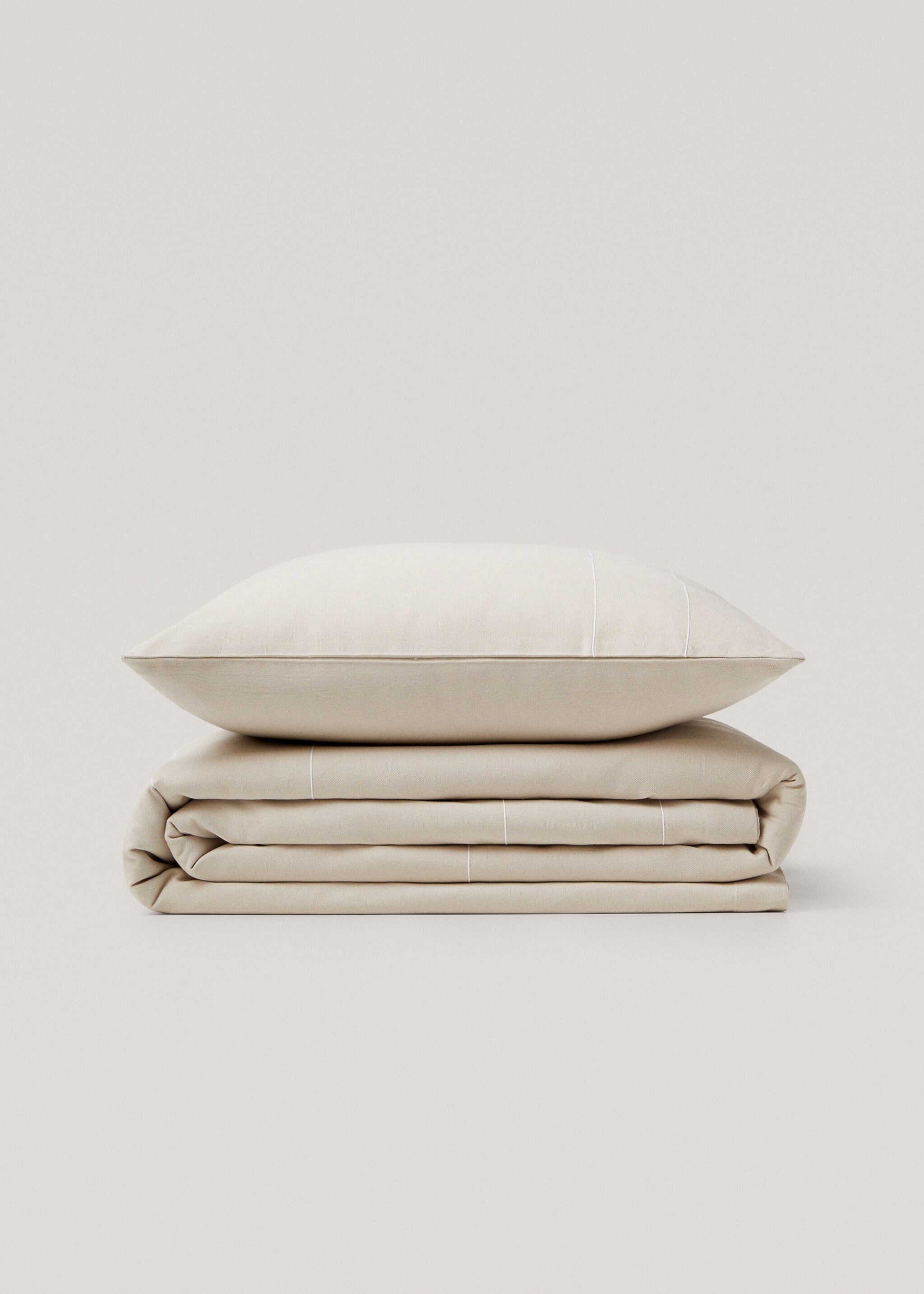 Cotton quilt with embroidered lines - Details of the article 3, Beige. Ref: 67086005-00.