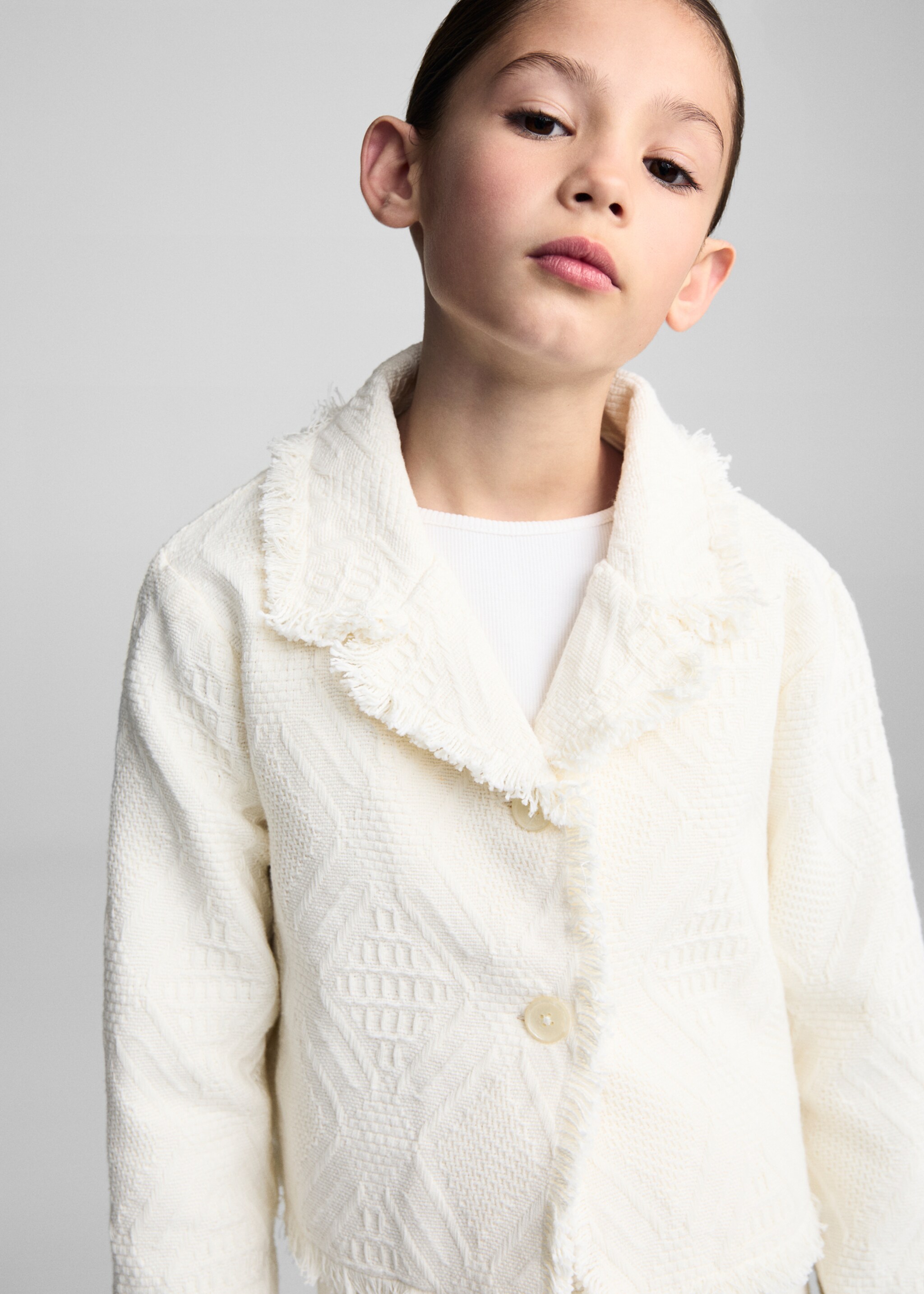 Fringed textured jacket - Details of the article 1