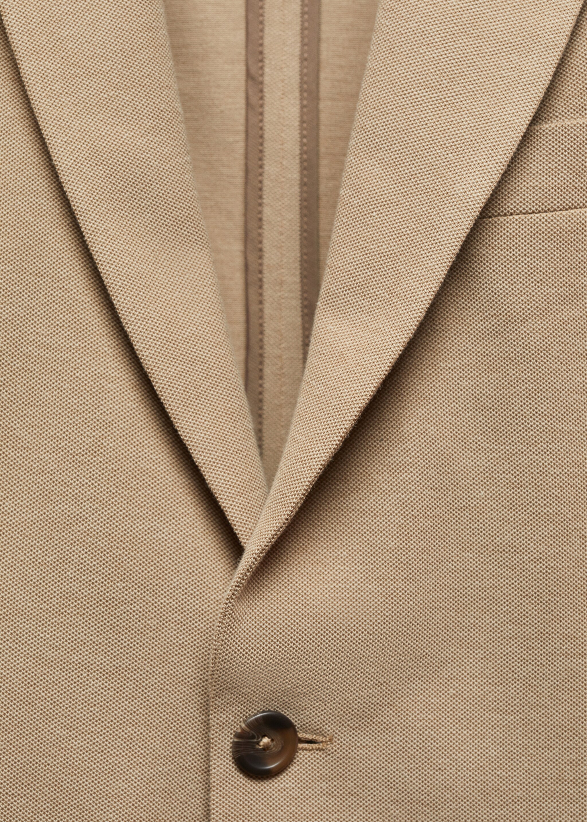 Structured slim fit cotton blazer - Details of the article 8, Medium Brown. Ref: 67086311-00.