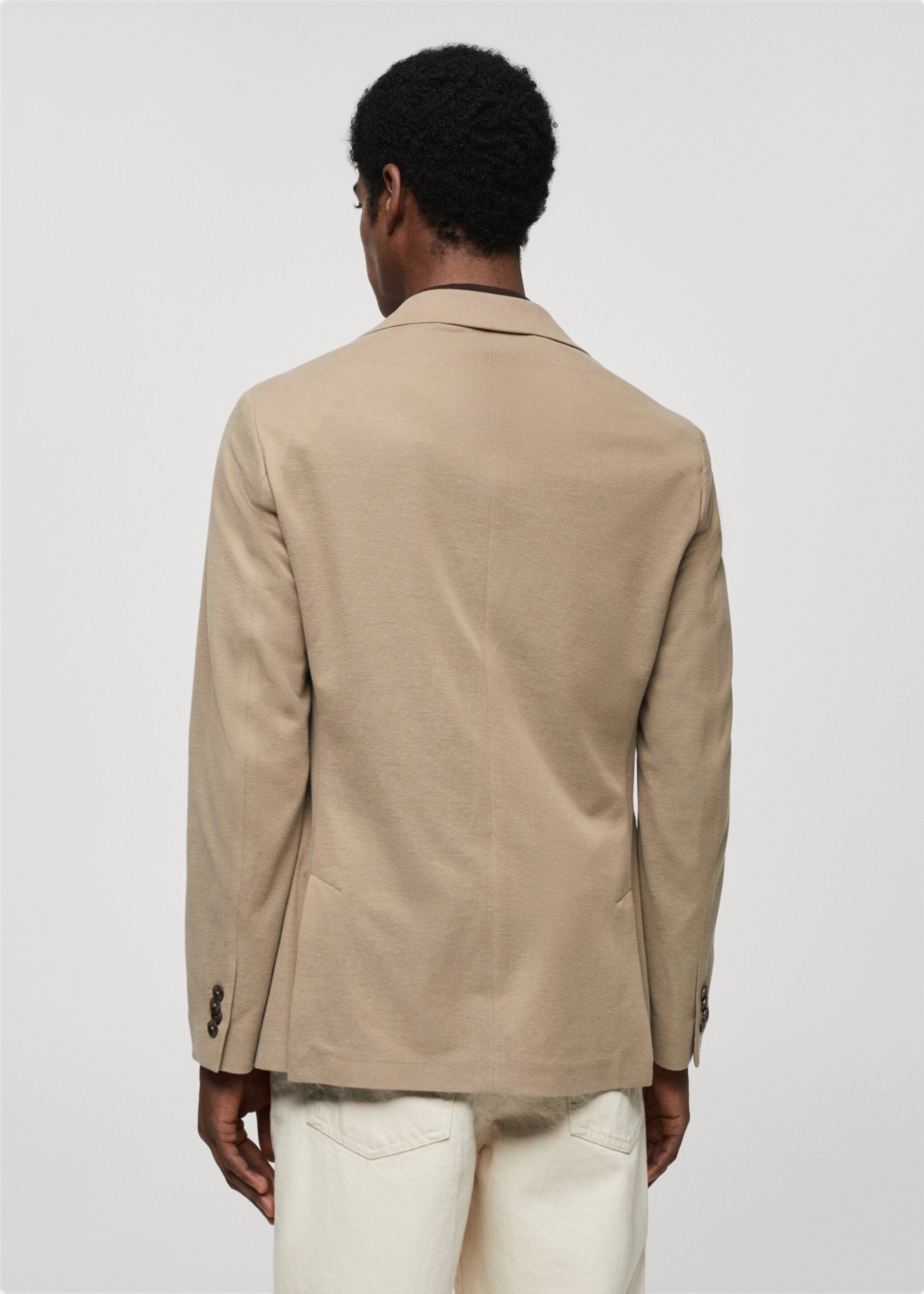 Structured slim fit cotton blazer - Reverse of the article, Medium Brown. Ref: 67086311-00.