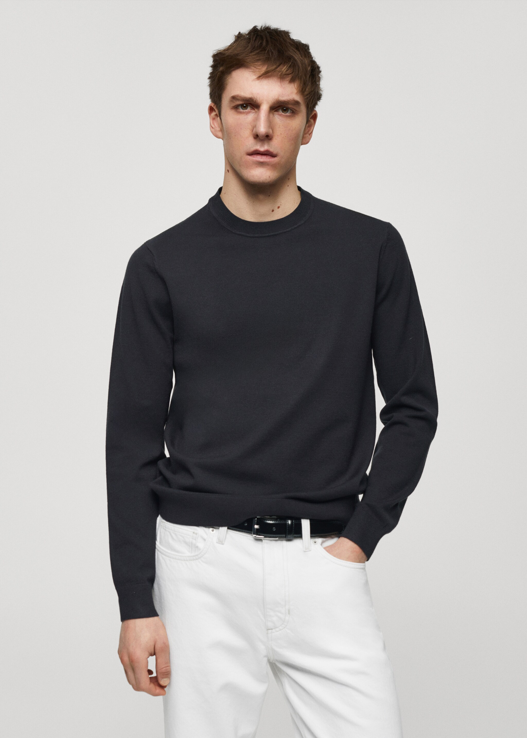 Jersey punto algodón cuello redondo - Plano medio