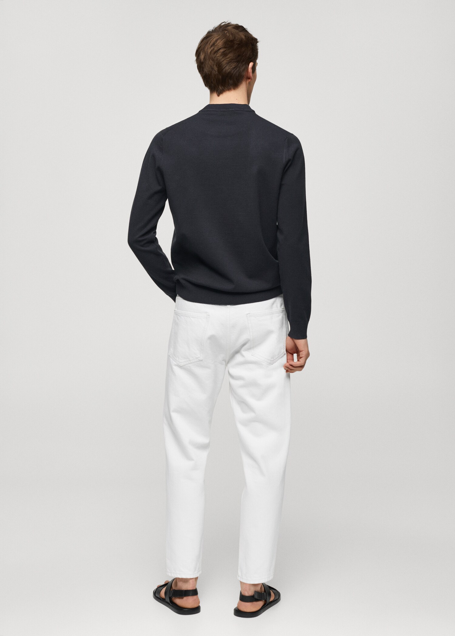 Baumwollstrickpullover mit Rundhalsausschnitt - Rückseite des Artikels