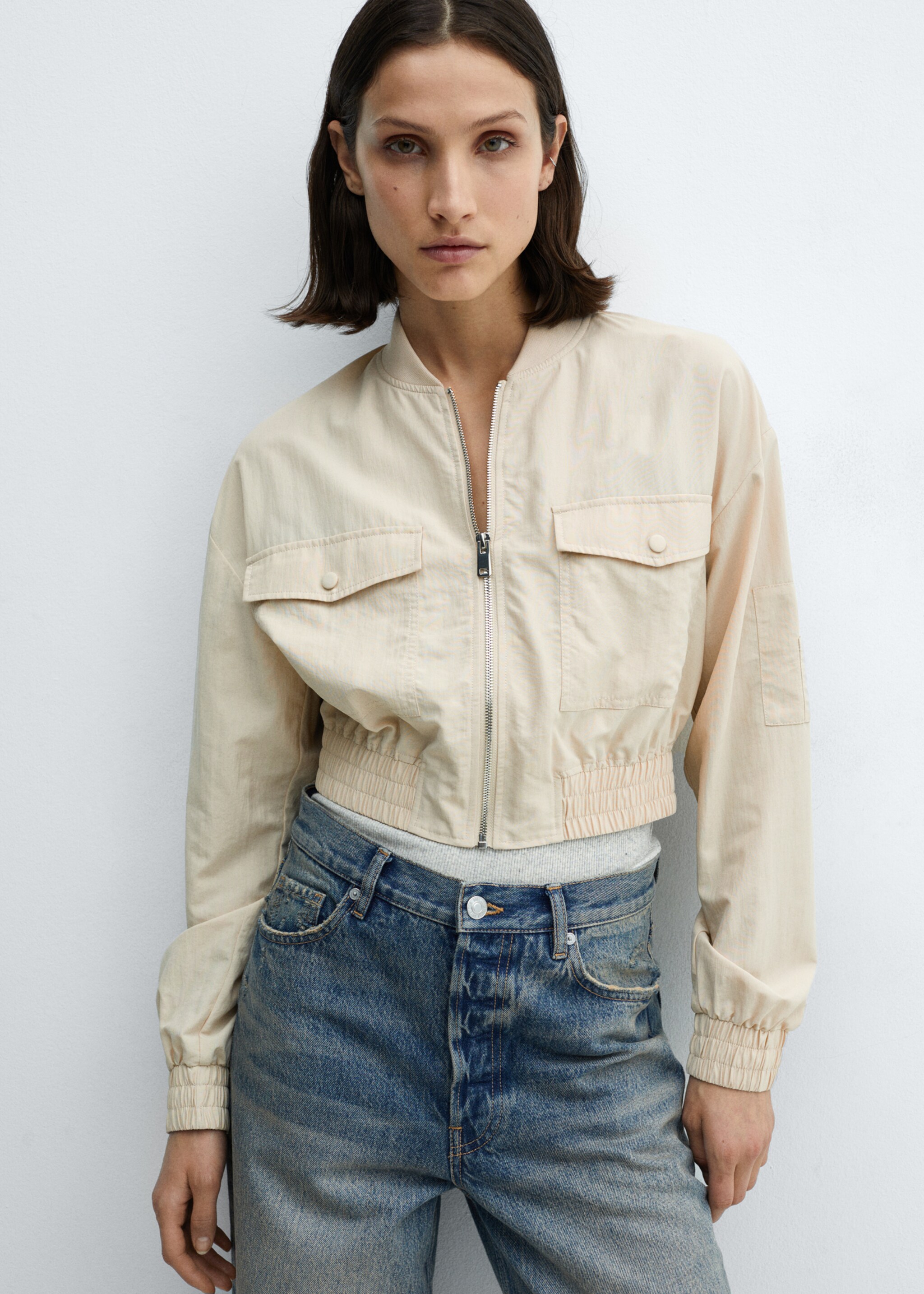 Bomber jacket with pocket - Medium plane