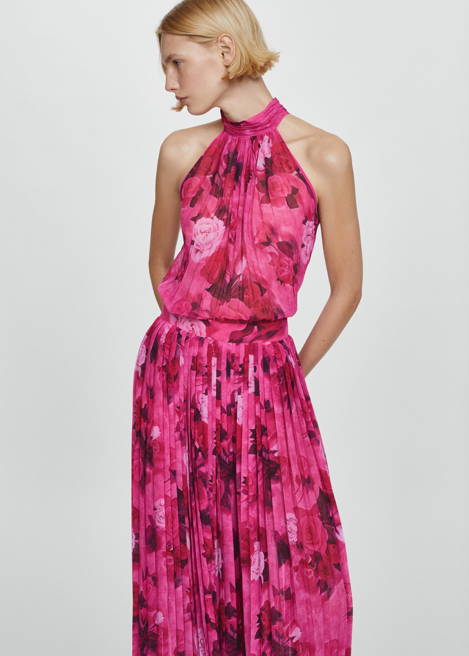 Pleated floral trousers - Details of the article 1