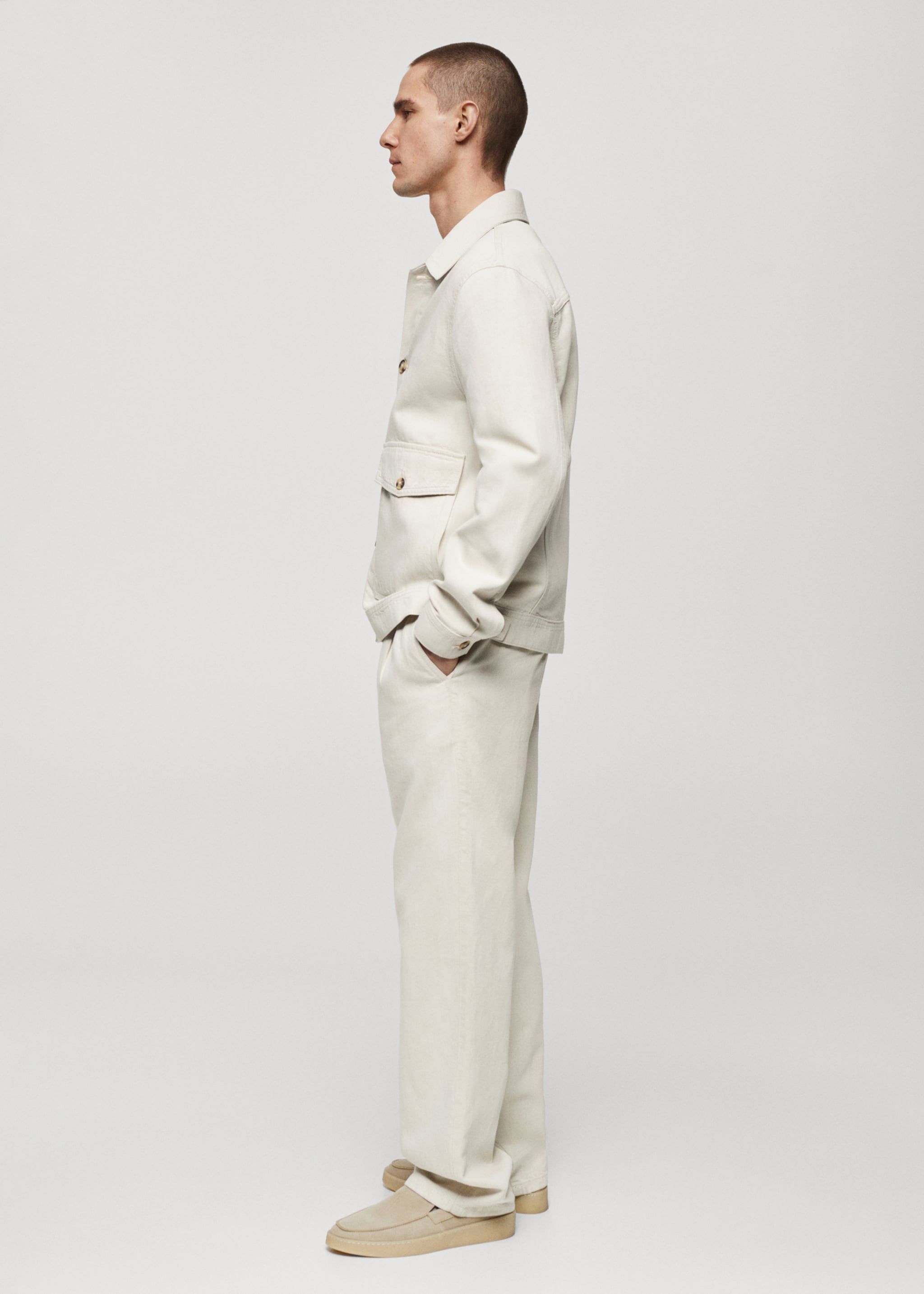 Linen cotton overshirt with pockets - Details of the article 4