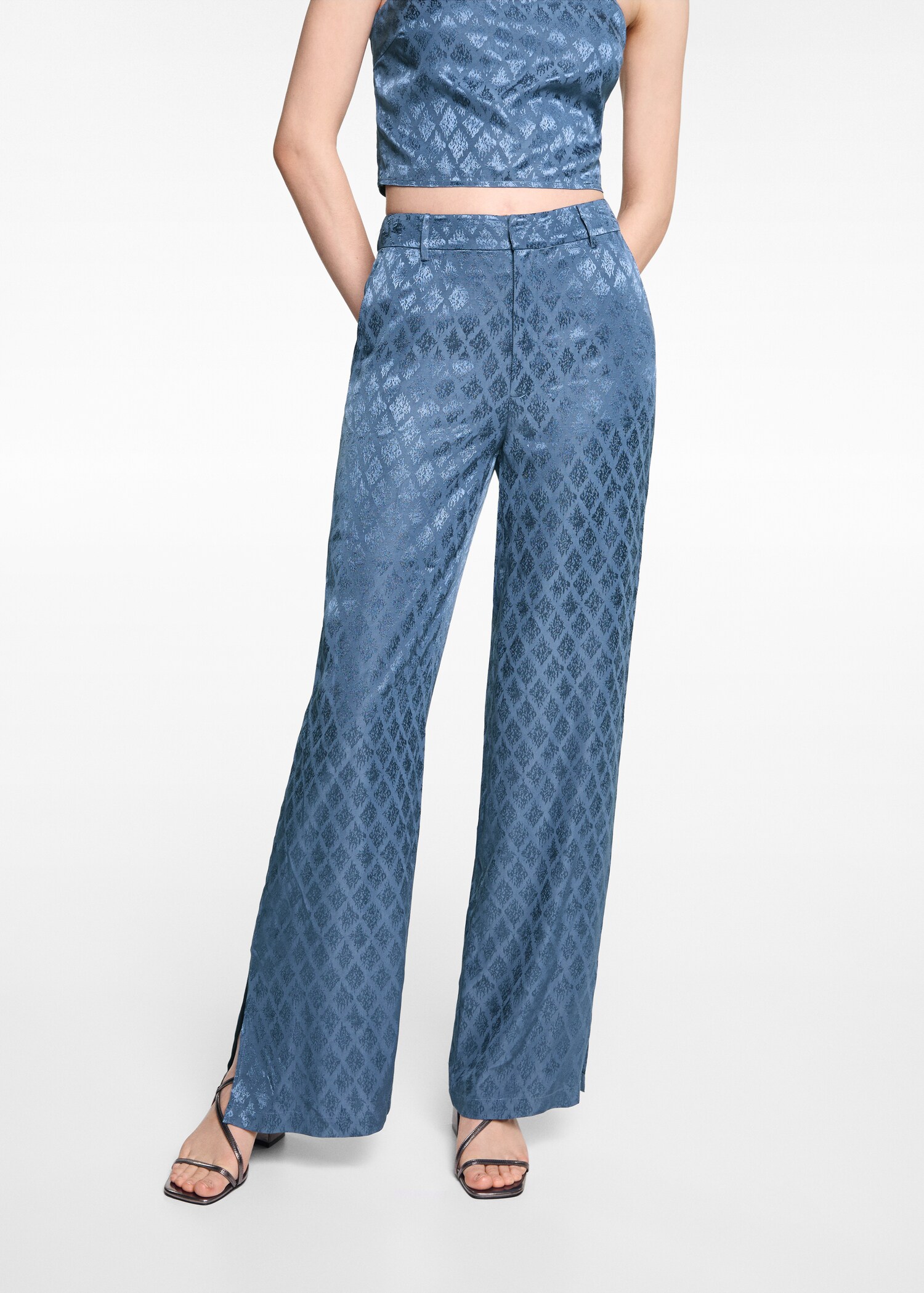 Pantalon satiné imprimé - Plan moyen