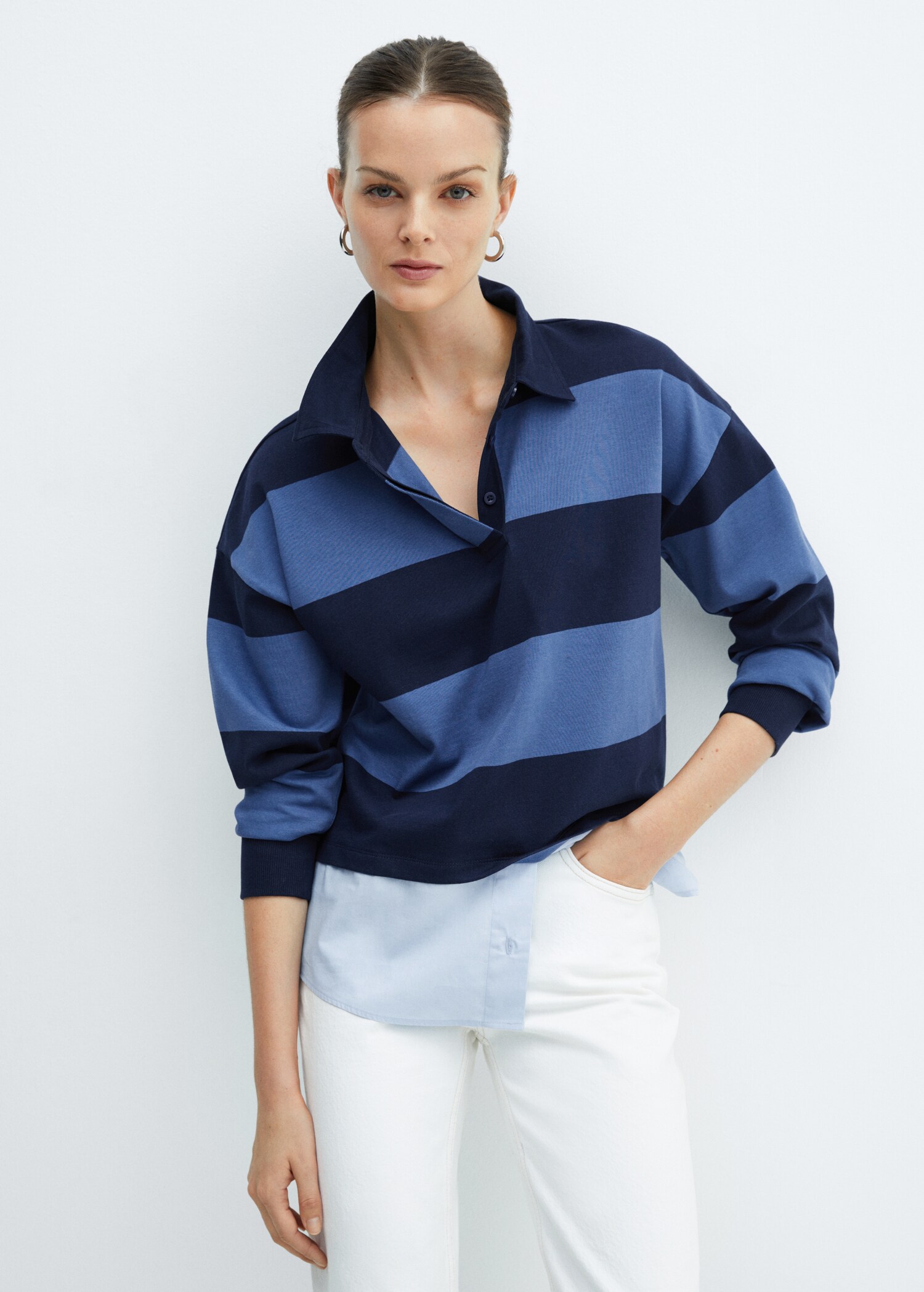 Striped combined polo shirt - Medium plane
