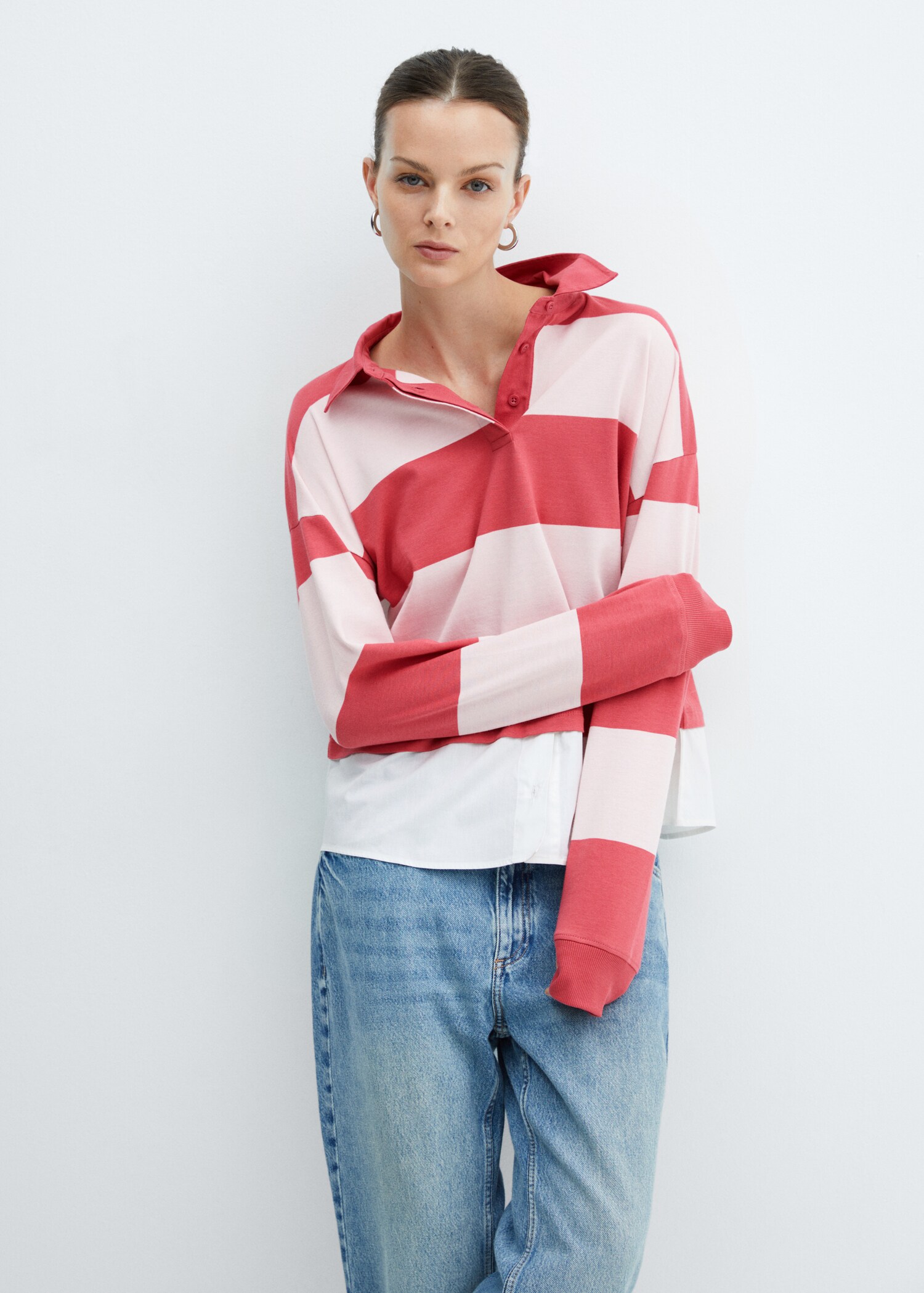 Striped combined polo shirt - Medium plane