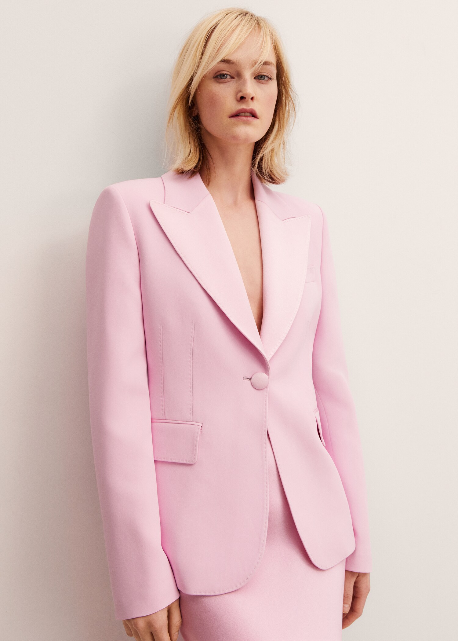 Blazer met revers met sierstiksels - Middenvlak