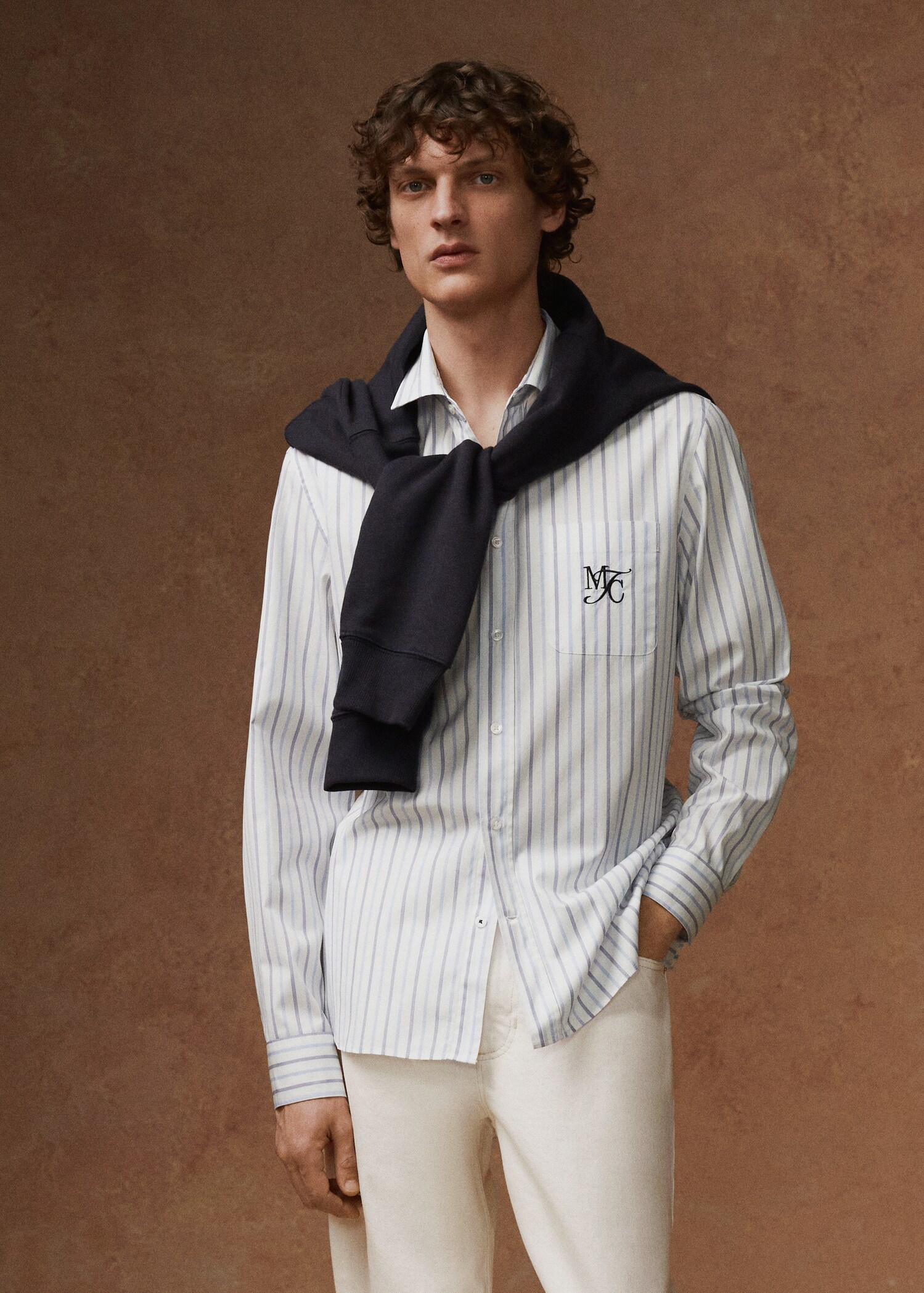 Classic-fit cotton striped embroidered shirt - Details of the article 5