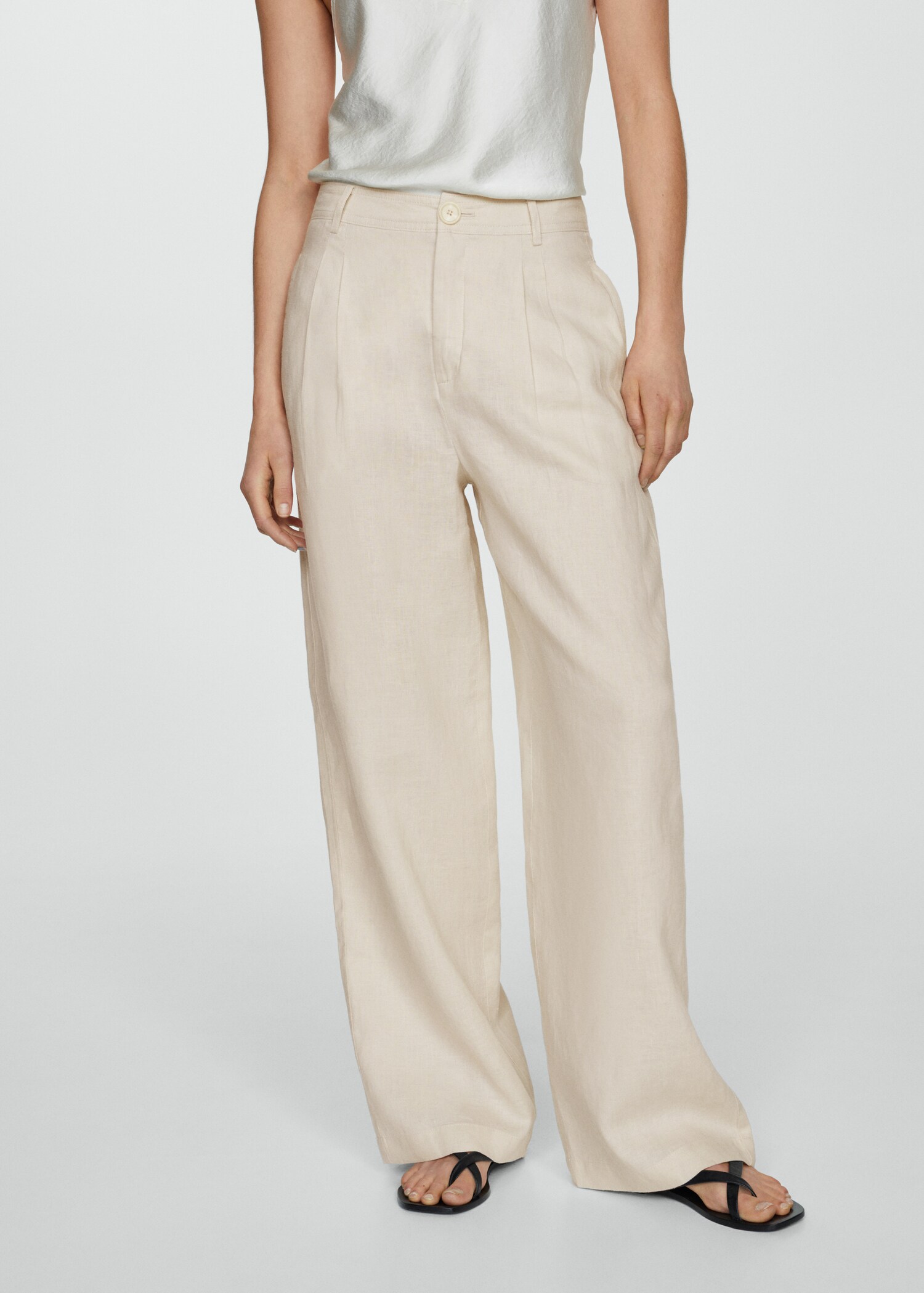 100% linen wideleg trousers - Medium plane
