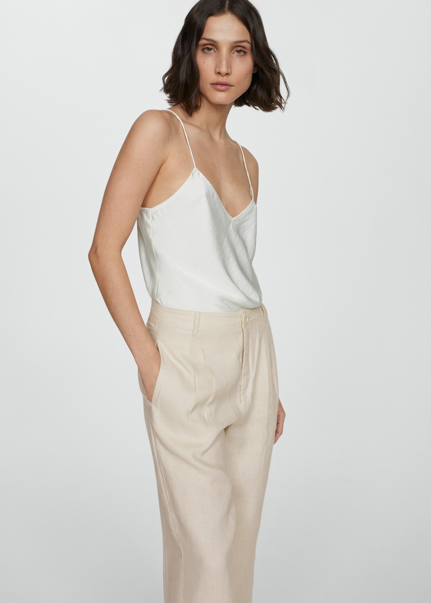 100% linen wideleg trousers - Details of the article 1