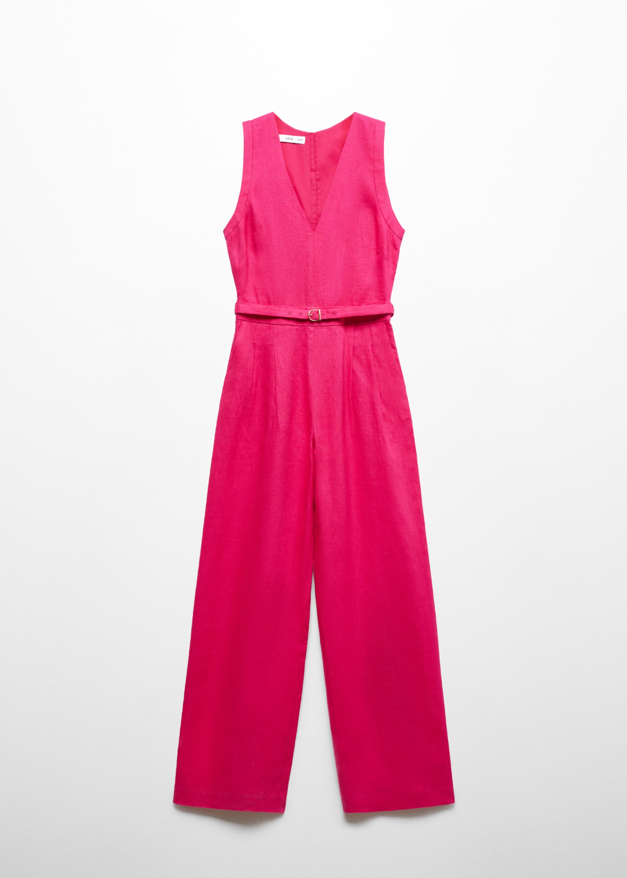 100% linen jumpsuit with belt - Article without model, Fuchsia. Ref: 67087111-00.