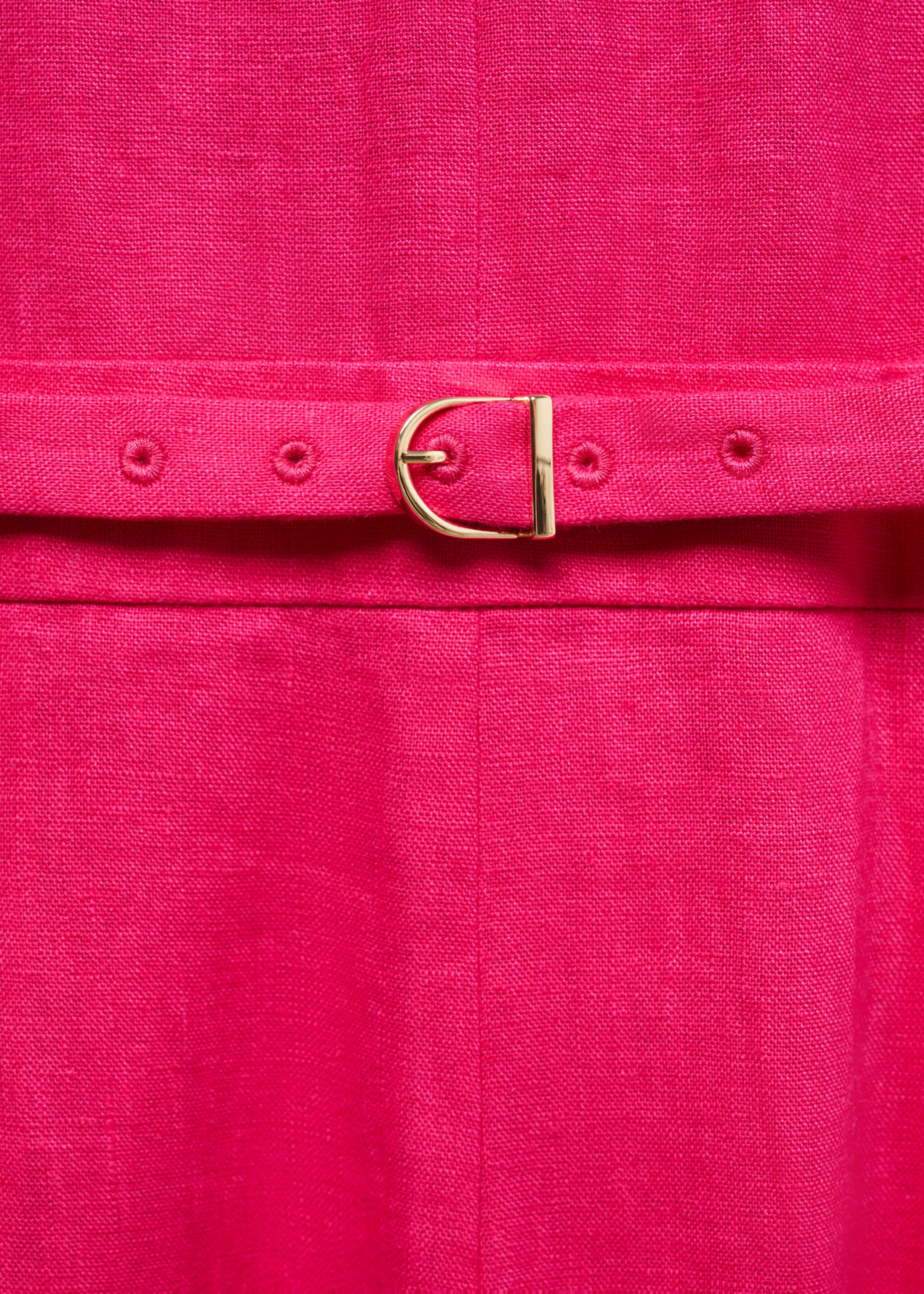 100% linen jumpsuit with belt - Details of the article 8, Fuchsia. Ref: 67087111-00.