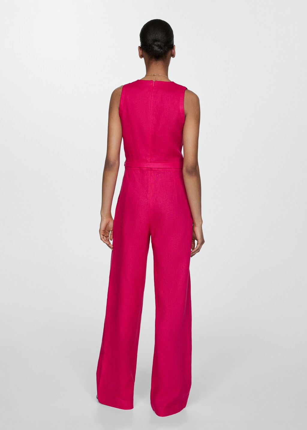 100% linen jumpsuit with belt - Women | MANGO OUTLET USA