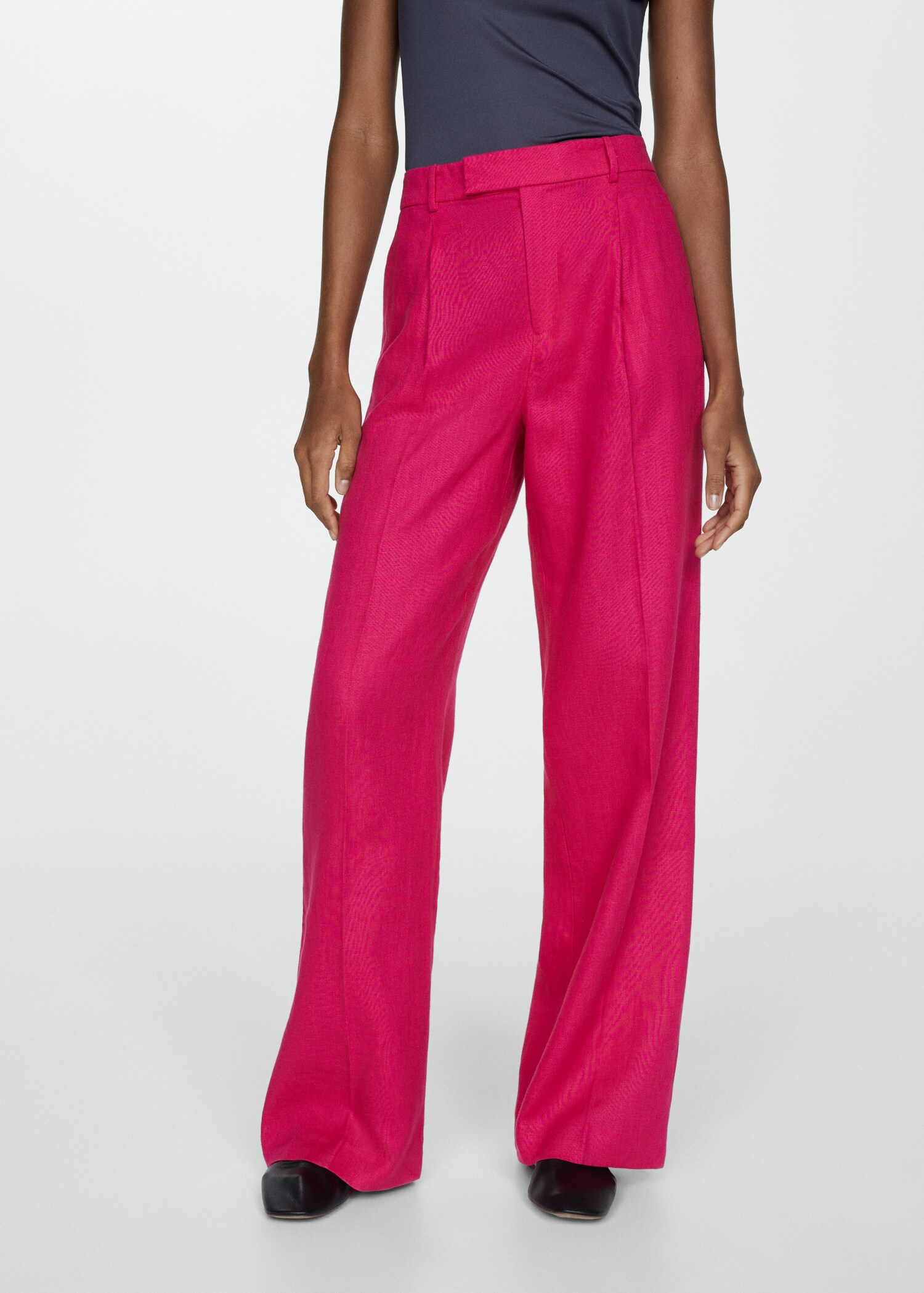 100% linen trousers with pleats - Medium plane