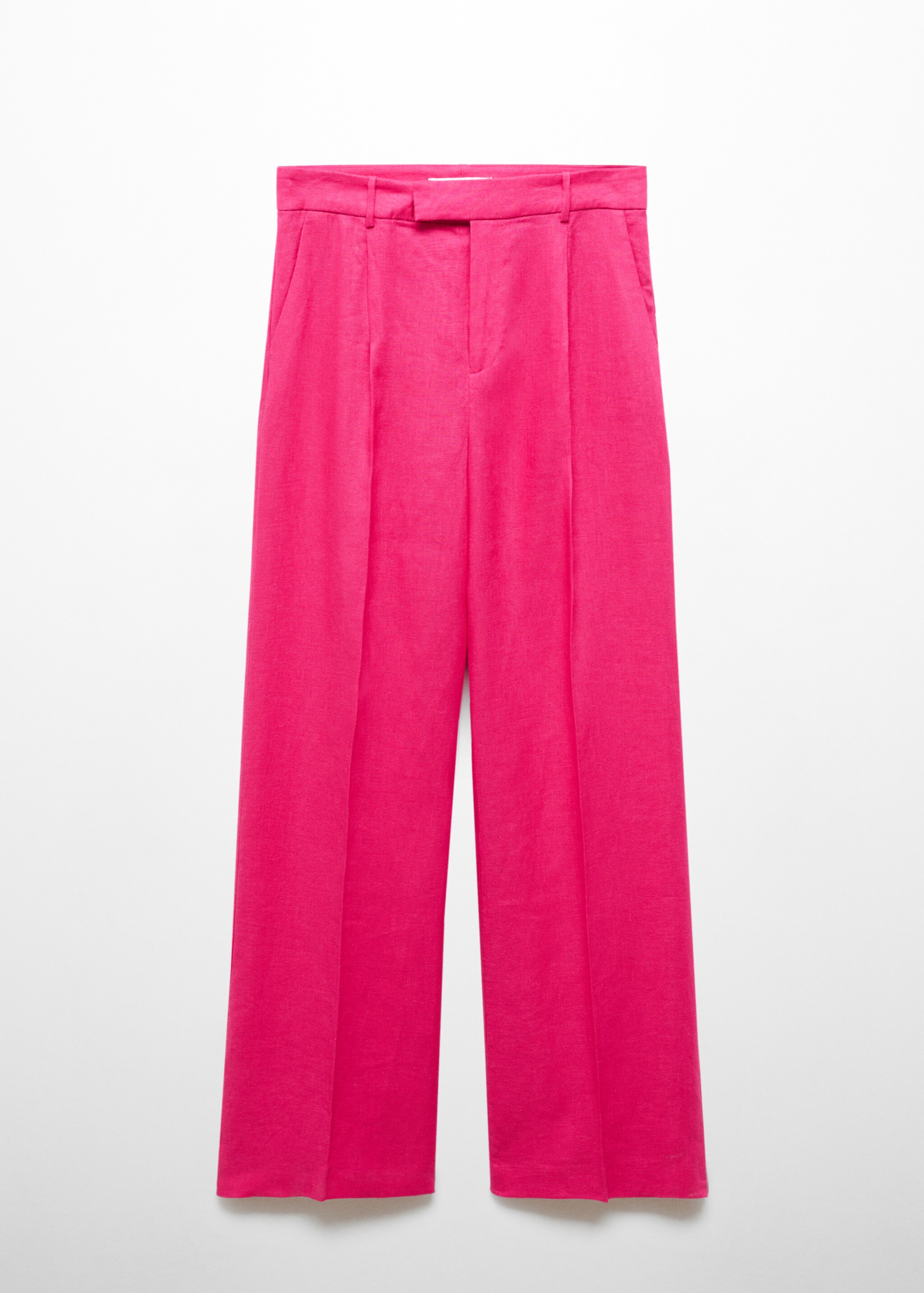100% linen trousers with pleats - Article without model, Fuchsia. Ref: 67087112-00.